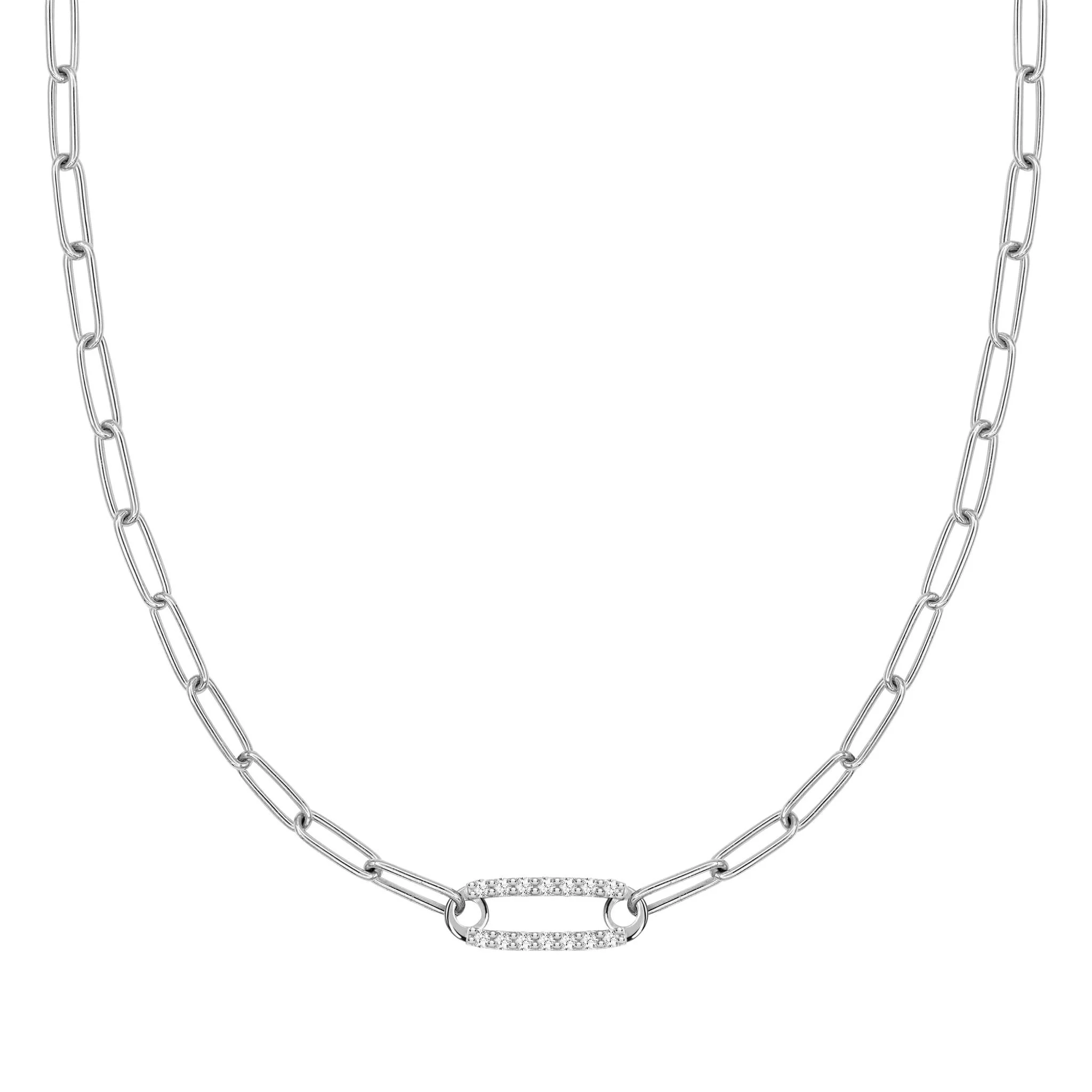 Adelaide 1 Pavé White Topaz Link Necklace in 14k Gold (April) - Image 8
