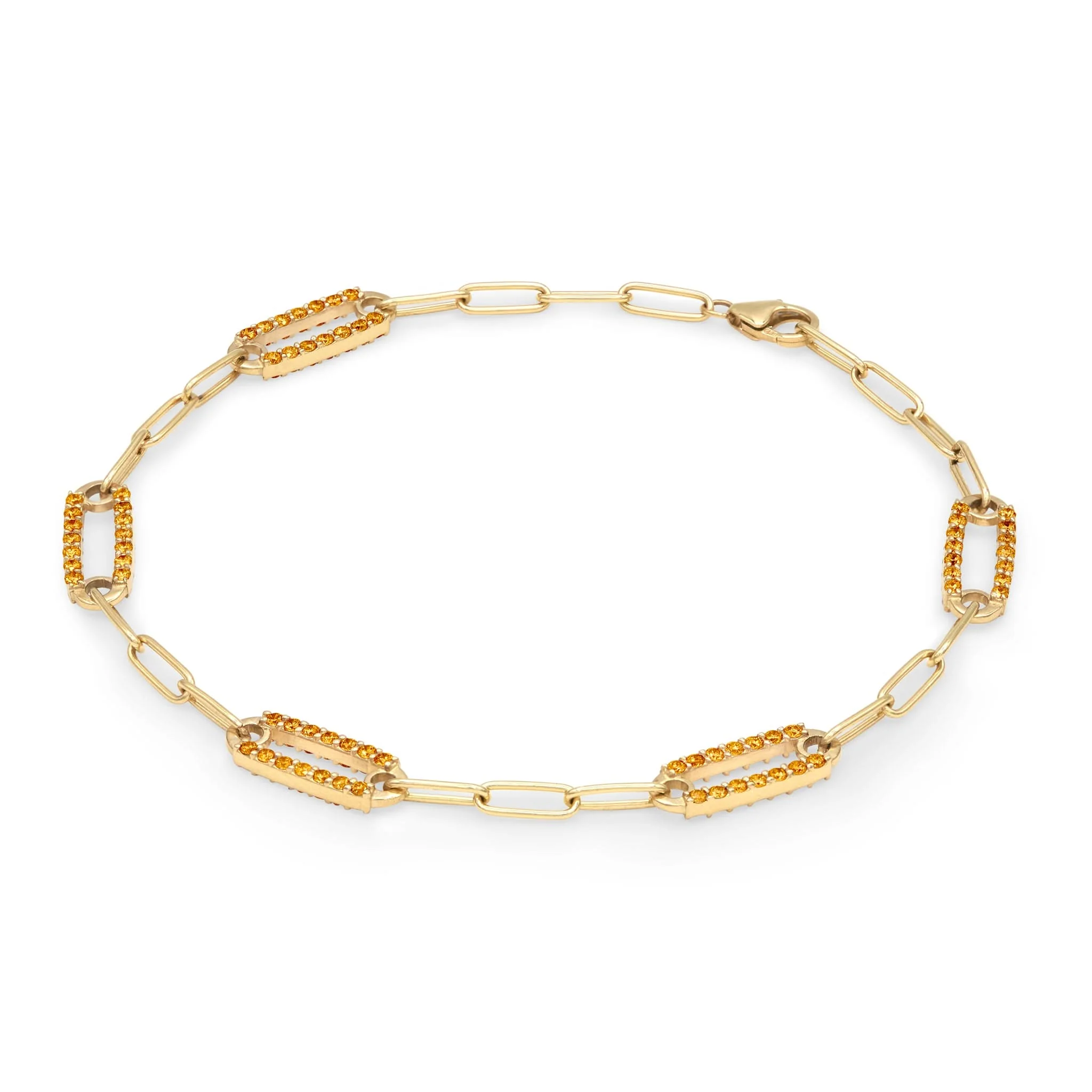 Adelaide 5 Pavé Citrine Link Bracelet in 14k Gold (November) - Image 5