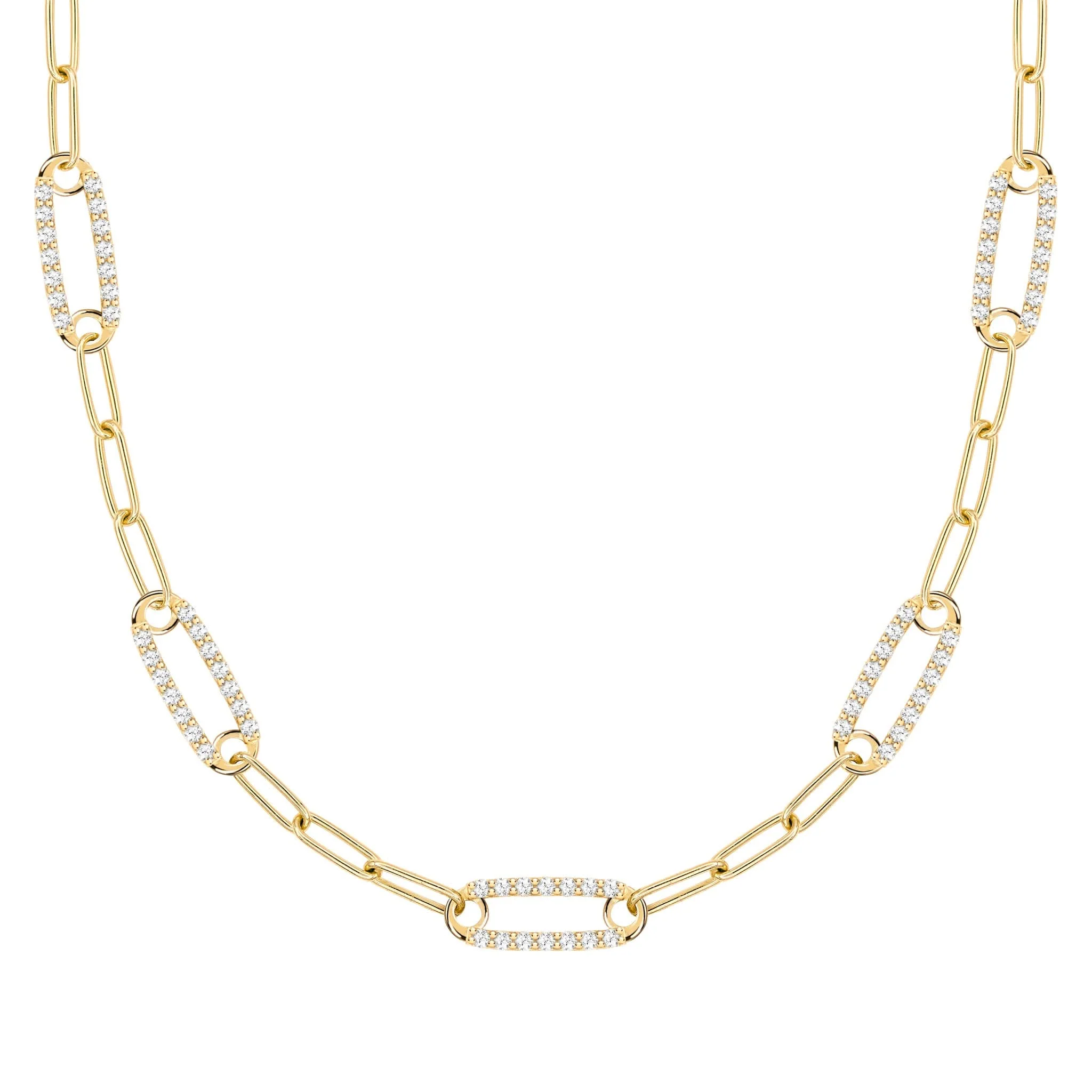 Adelaide 5 Pavé Diamond Link Necklace in 14k Gold (April)