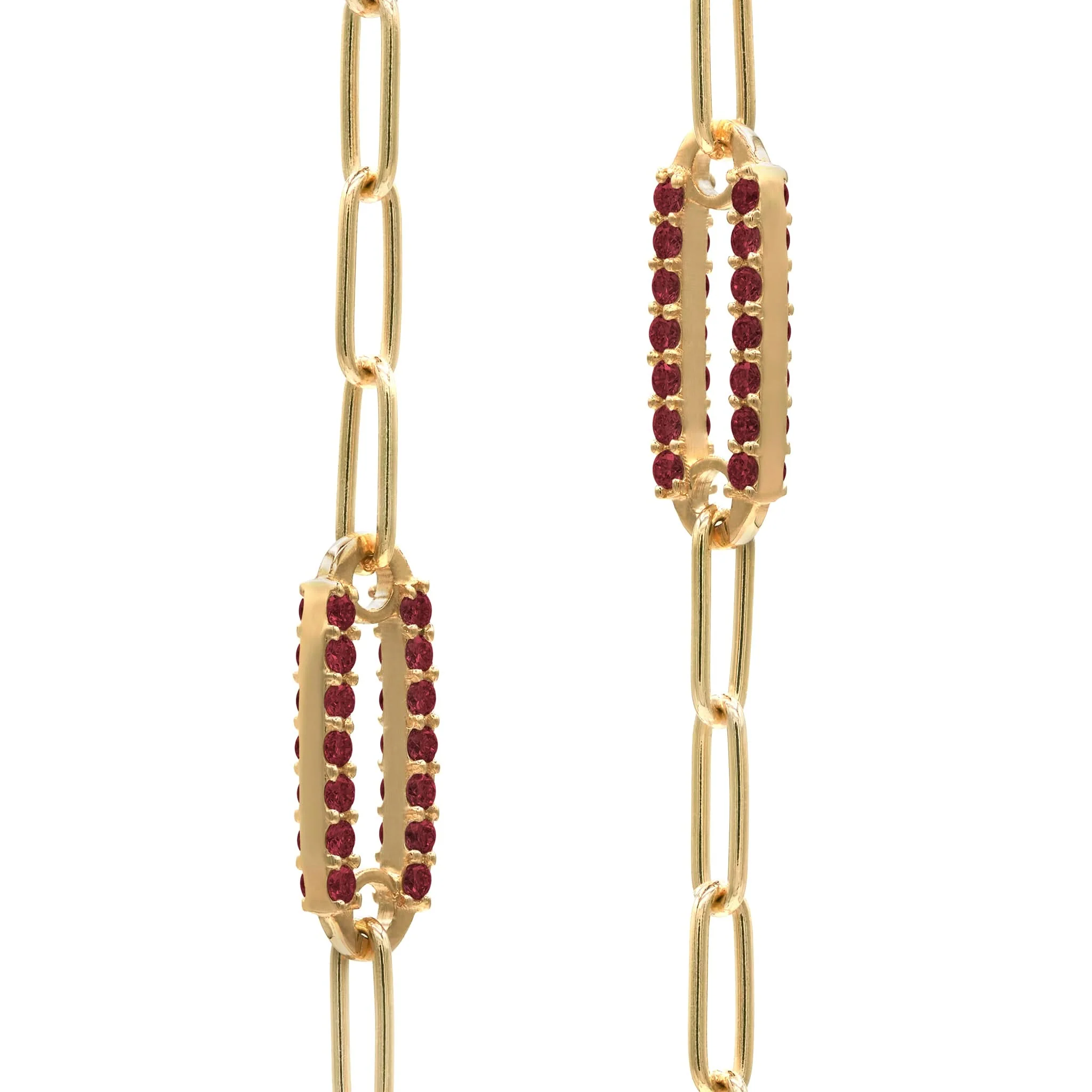 Adelaide 5 Pavé Garnet Link Bracelet in 14k Gold (January) - Image 4