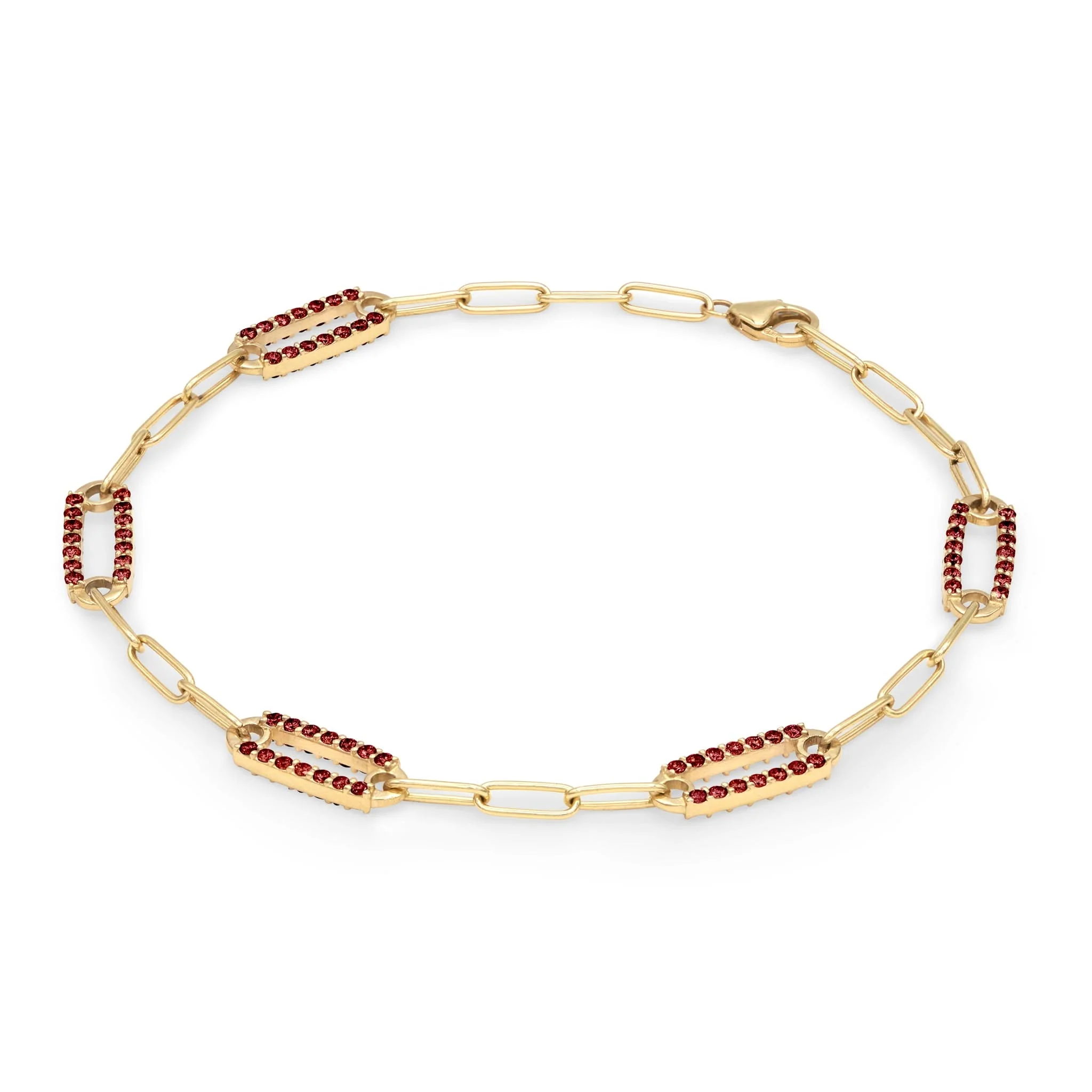 Adelaide 5 Pavé Garnet Link Bracelet in 14k Gold (January) - Image 5