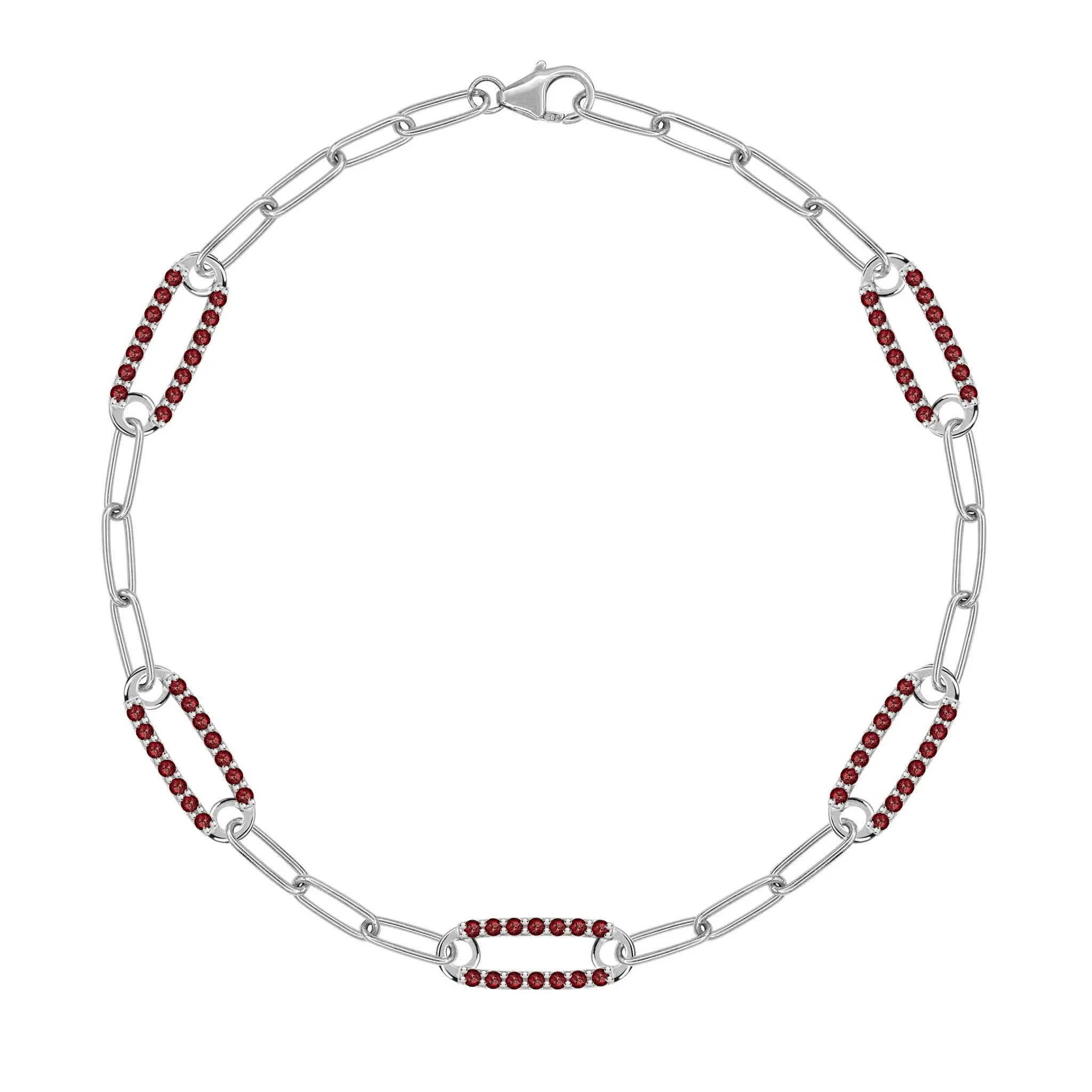 Adelaide 5 Pavé Garnet Link Bracelet in 14k Gold (January) - Image 8