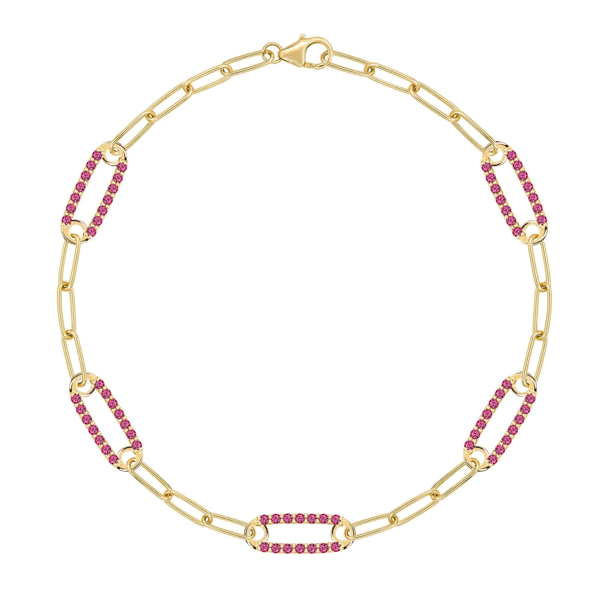 Adelaide 5 Pavé Ruby Link Bracelet in 14k Gold (July)
