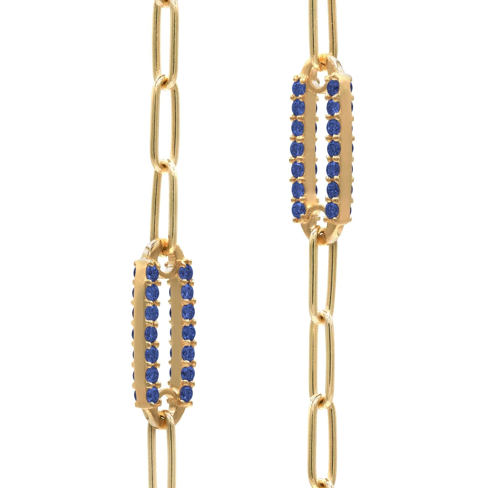 Adelaide 5 Pavé Sapphire Link Bracelet in 14k Gold (September) - Image 4