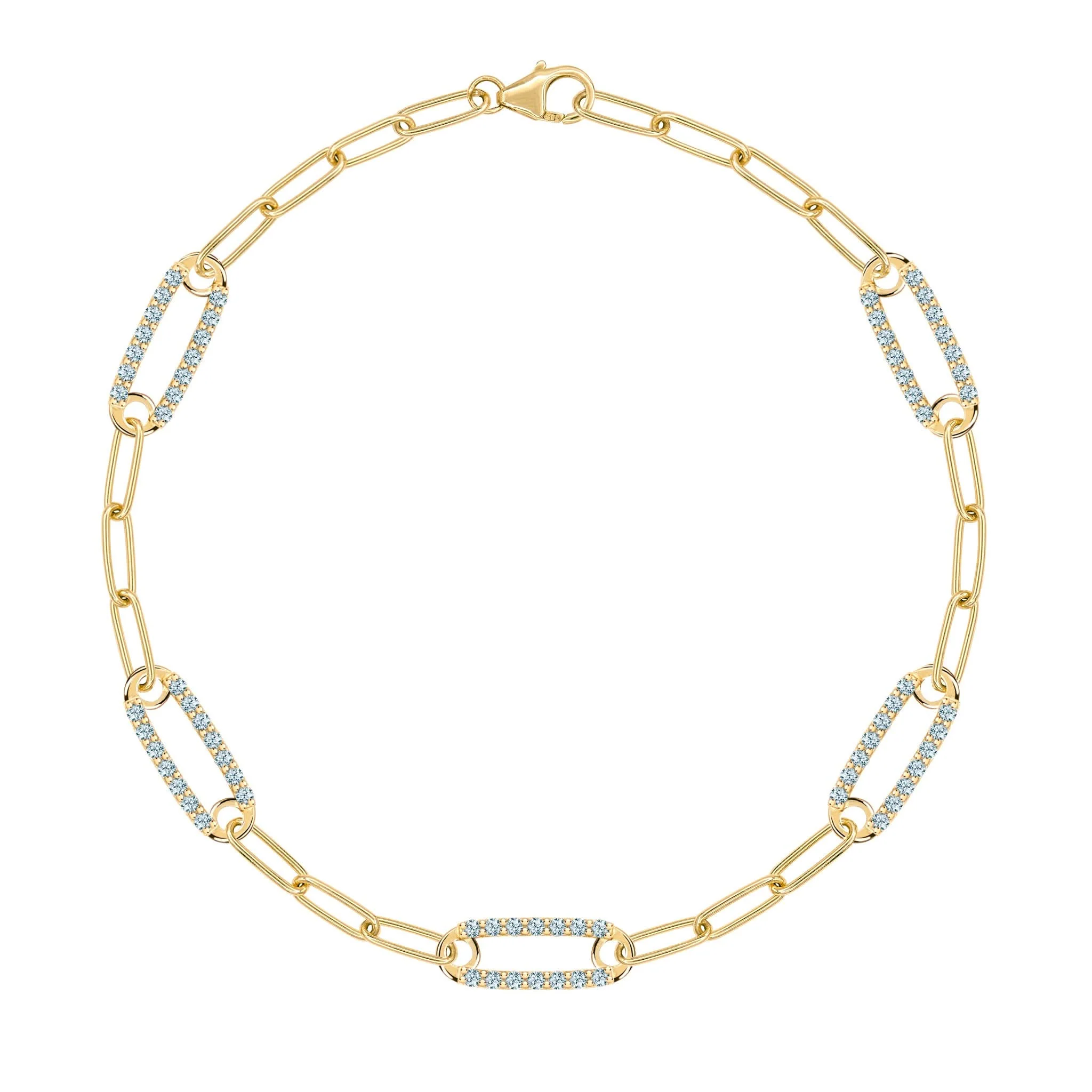 Adelaide 5 Pavé Nantucket Blue Topaz Link Bracelet in 14k Gold (December)