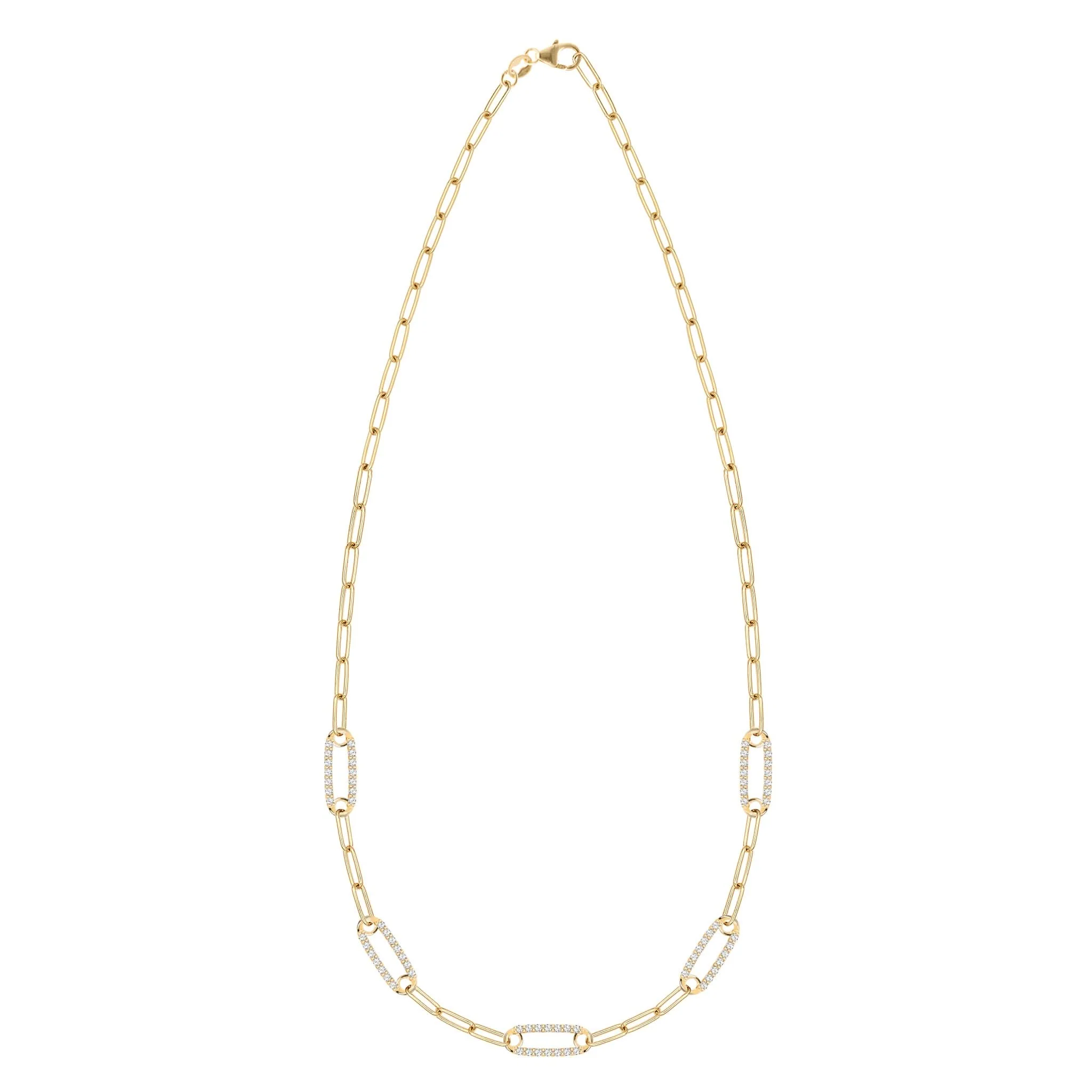 Adelaide 5 Pavé White Topaz Link Necklace in 14k Gold (April) - Image 5
