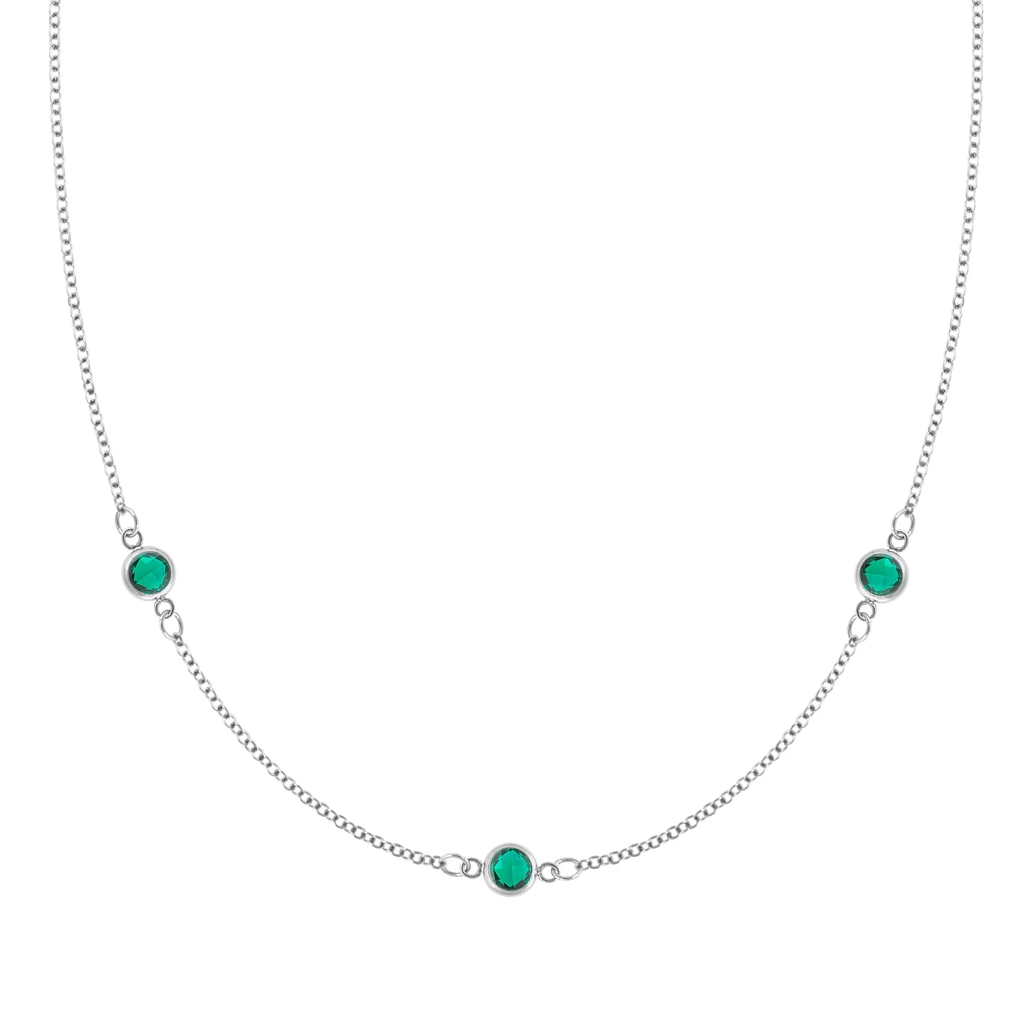Bayberry 3 Emerald Necklace in 14k Gold (May) - Image 4