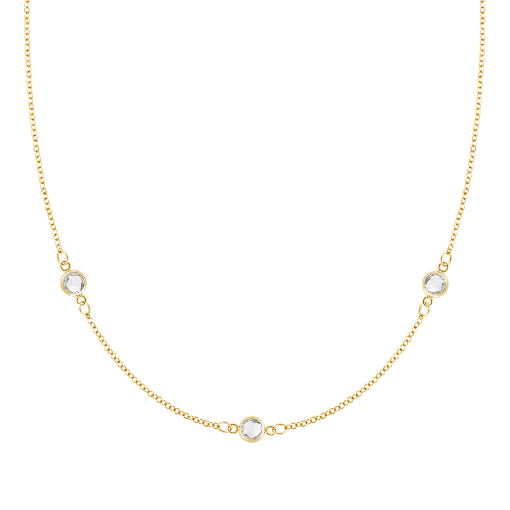 Bayberry 3 White Topaz Necklace in 14k Gold (April)