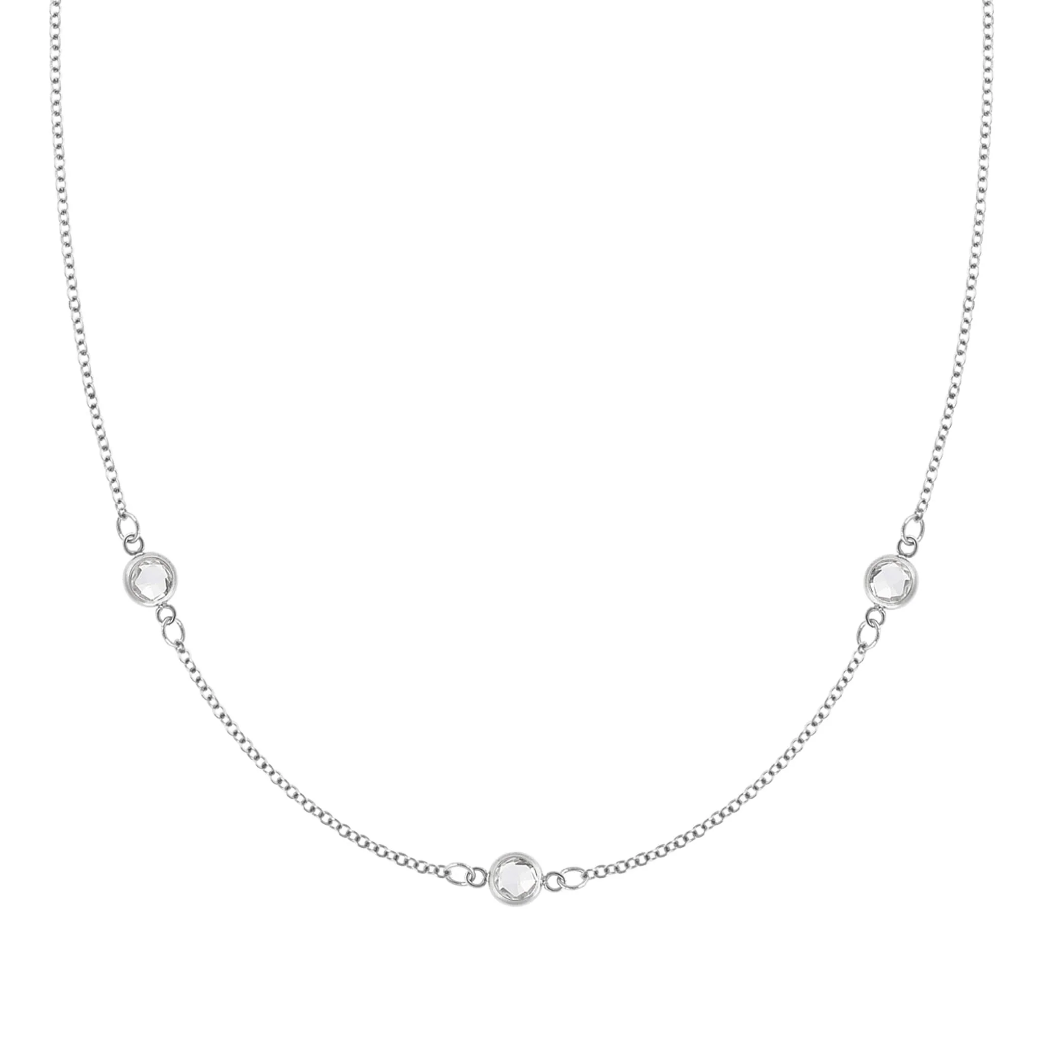 Bayberry 3 White Topaz Necklace in 14k Gold (April) - Image 5