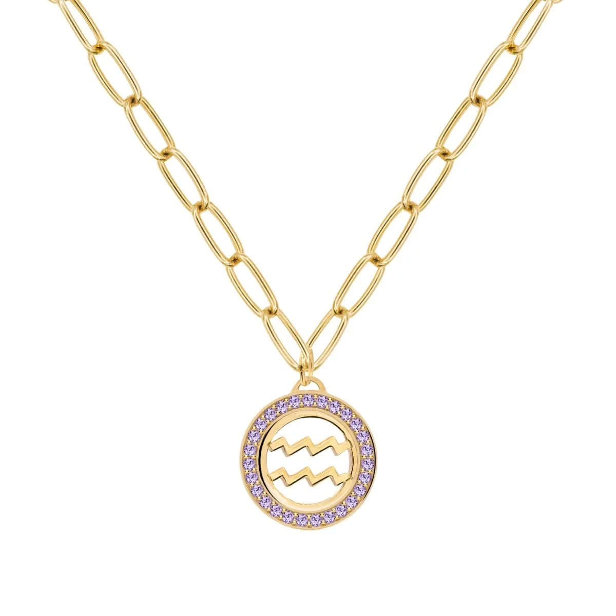 Aquarius & Birthstone Pendant in 14k Gold - Image 4