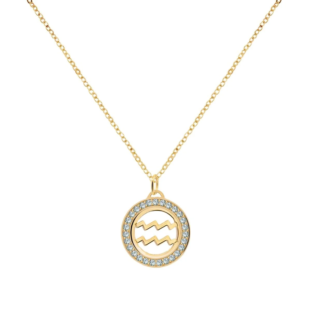 Aquarius & Birthstone Pendant in 14k Gold - Image 5