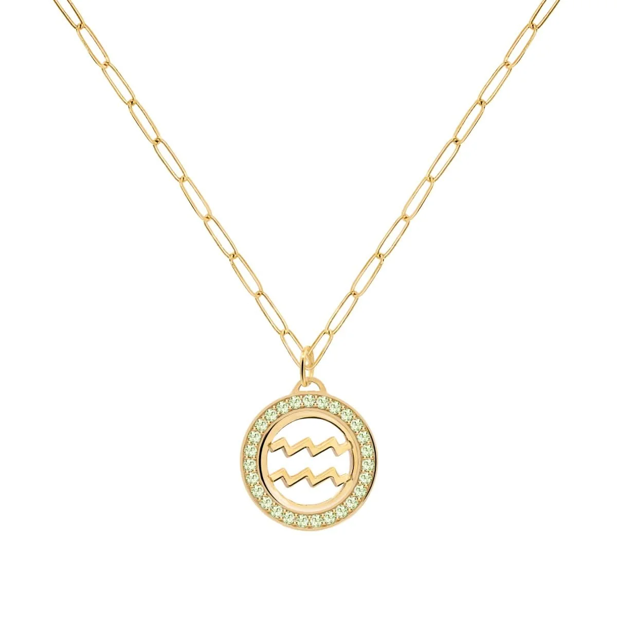 Aquarius & Birthstone Pendant in 14k Gold - Image 8