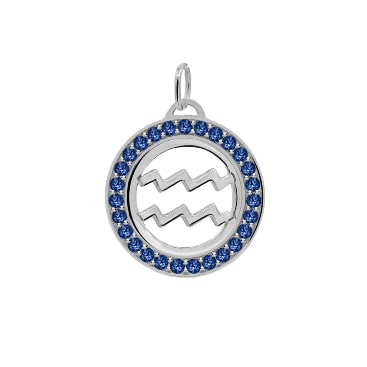 Aquarius & Birthstone Pendant in 14k Gold - Image 9