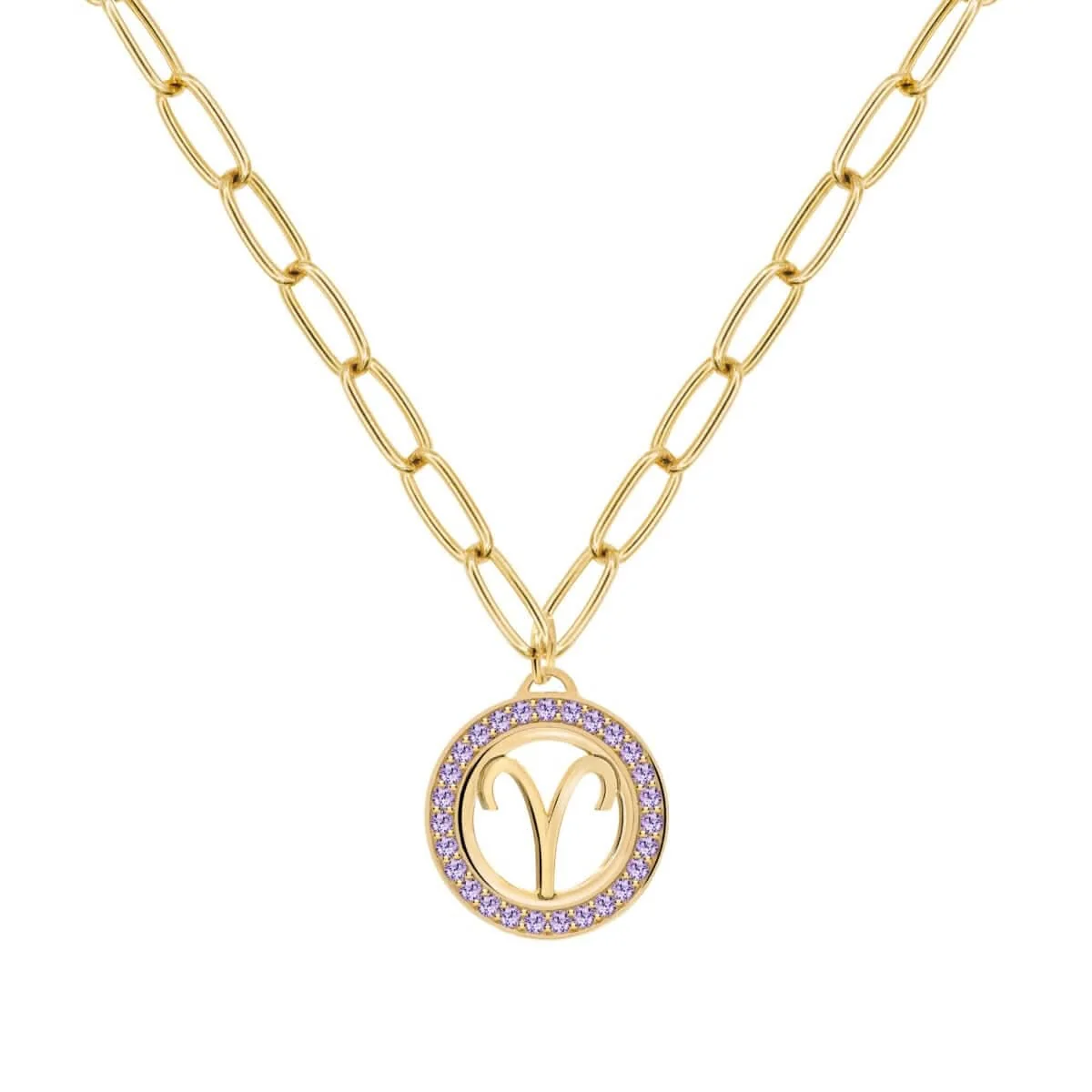 Aries & Birthstone Pendant in 14k Gold - Image 8