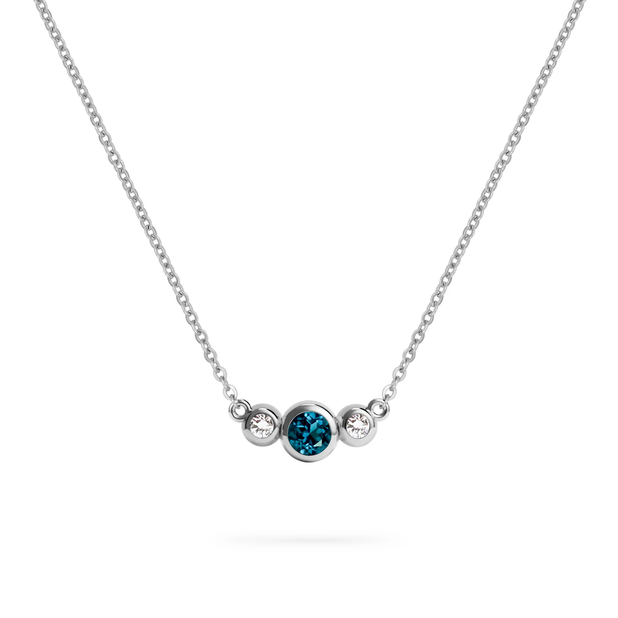Barrington Atlantic Blue Topaz Necklace with Diamond Side Stones (December) - Image 5