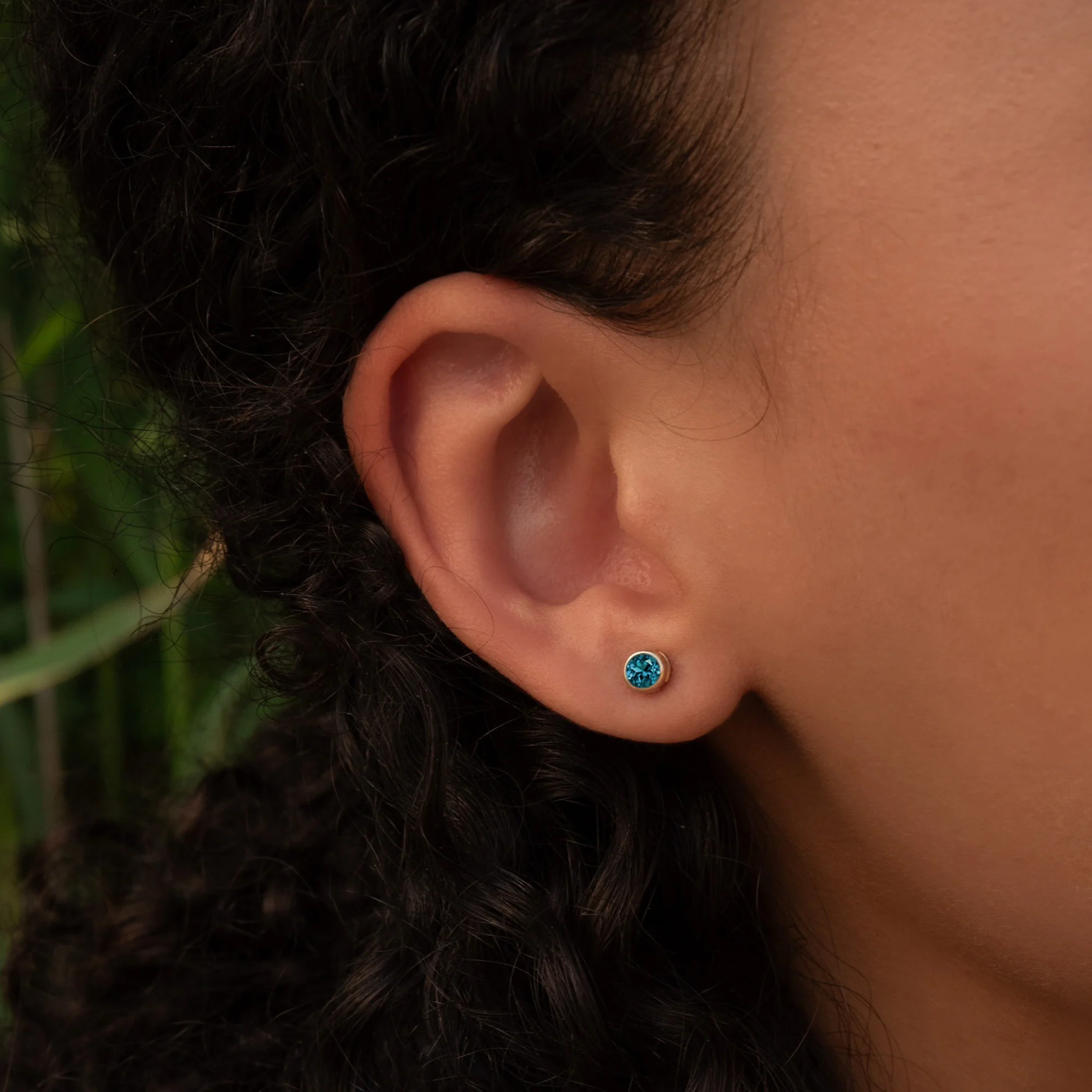 Barrington Atlantic Blue Topaz Stud Earrings in 14k Gold (December) - Image 3