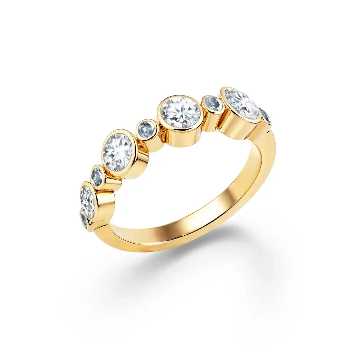 Barrington Diamond Band Ring with Aquamarines in 14k Gold (March) - Image 4