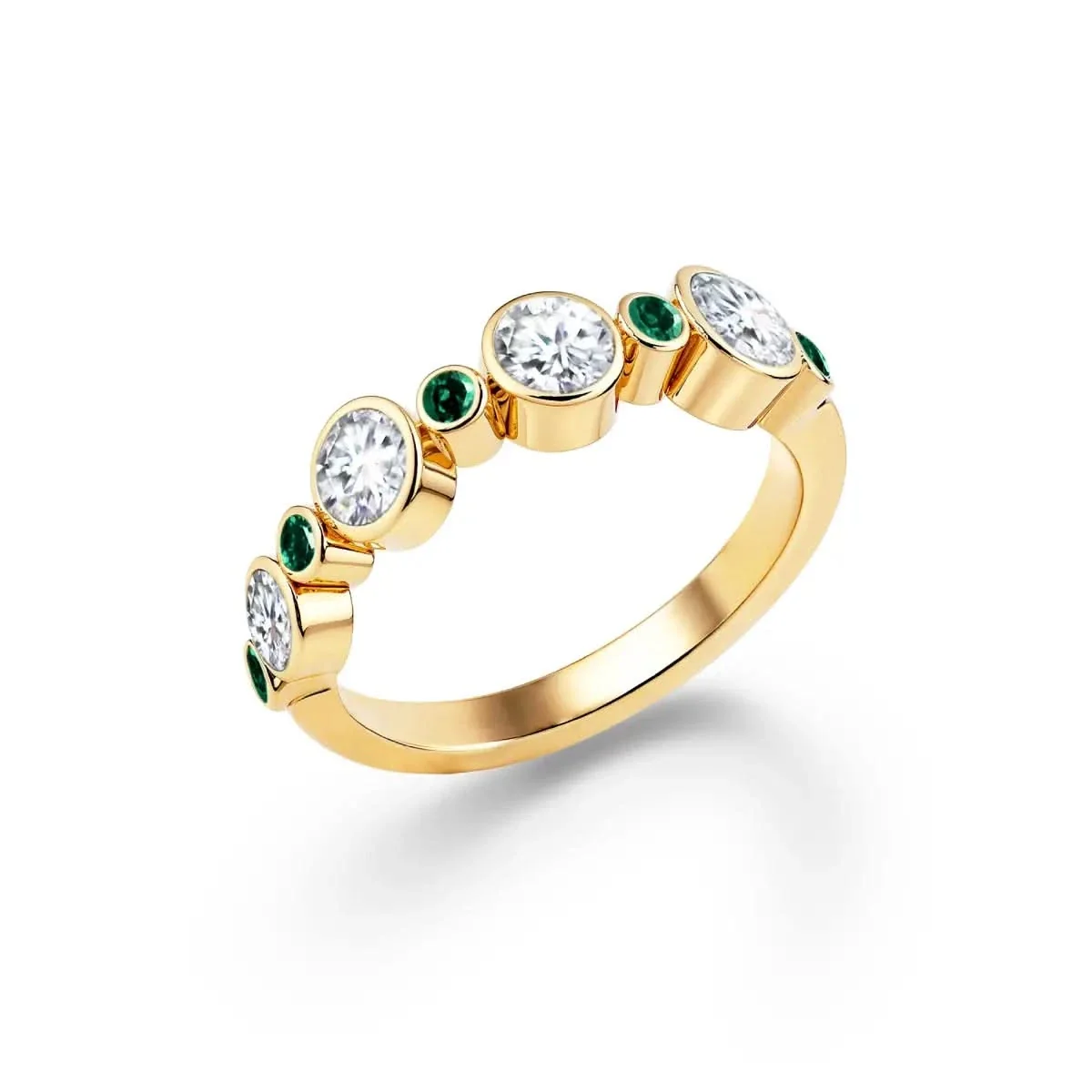 Barrington Diamond Band Ring with Emeralds in 14k Gold (May) - Image 4
