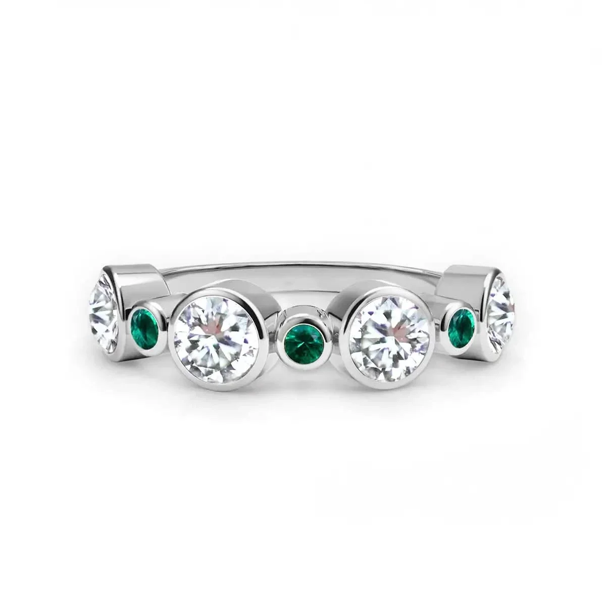 Barrington Diamond Band Ring with Emeralds in 14k Gold (May) - Image 5