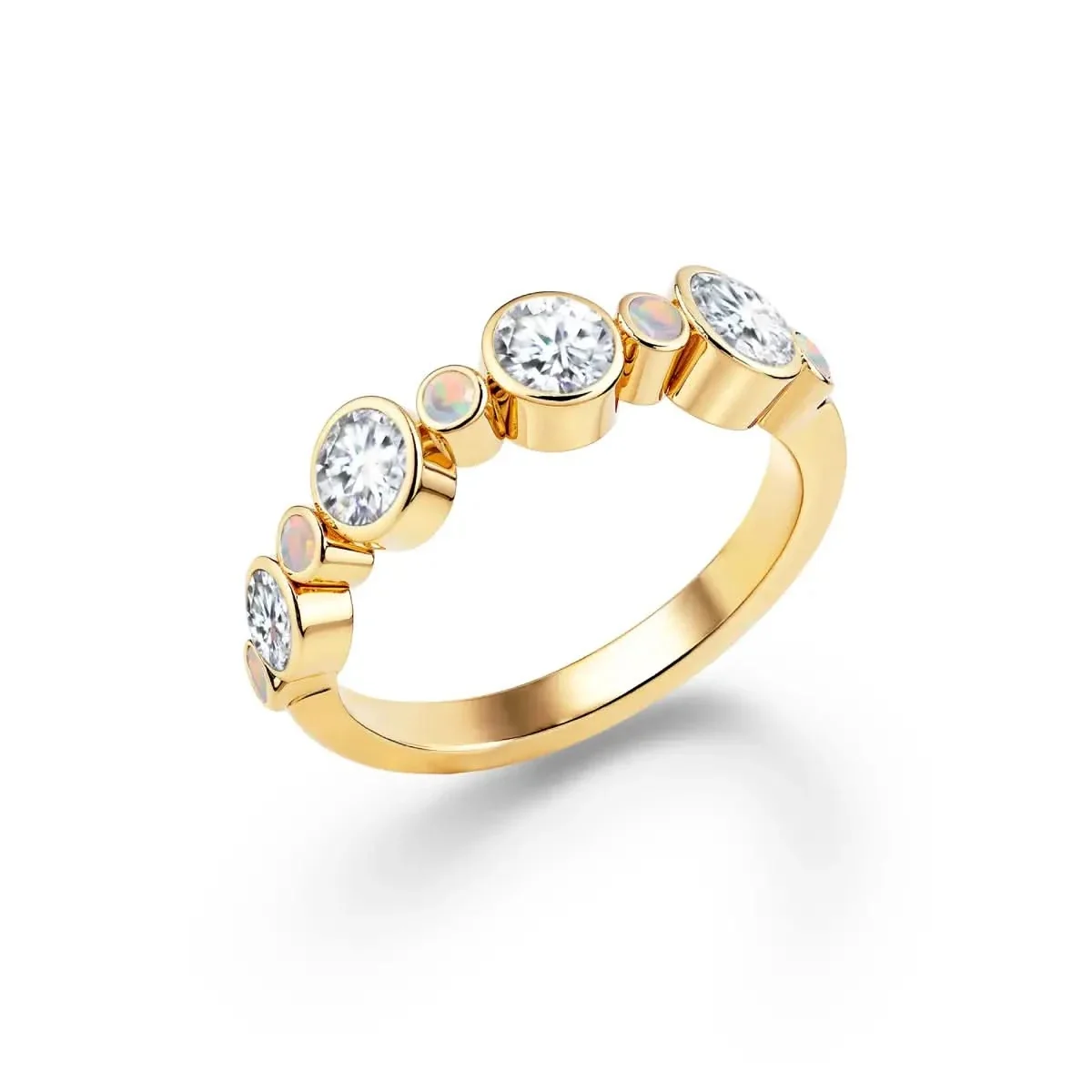 Barrington Diamond Band Ring with Opals in 14k Gold (October) - Image 4