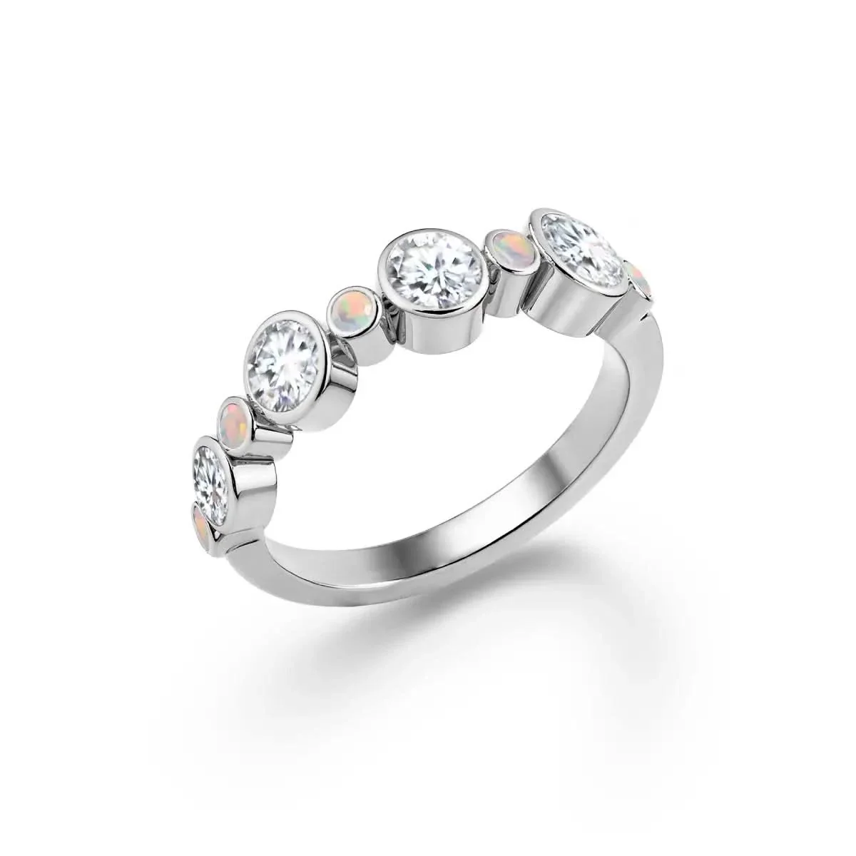 Barrington Diamond Band Ring with Opals in 14k Gold (October) - Image 7