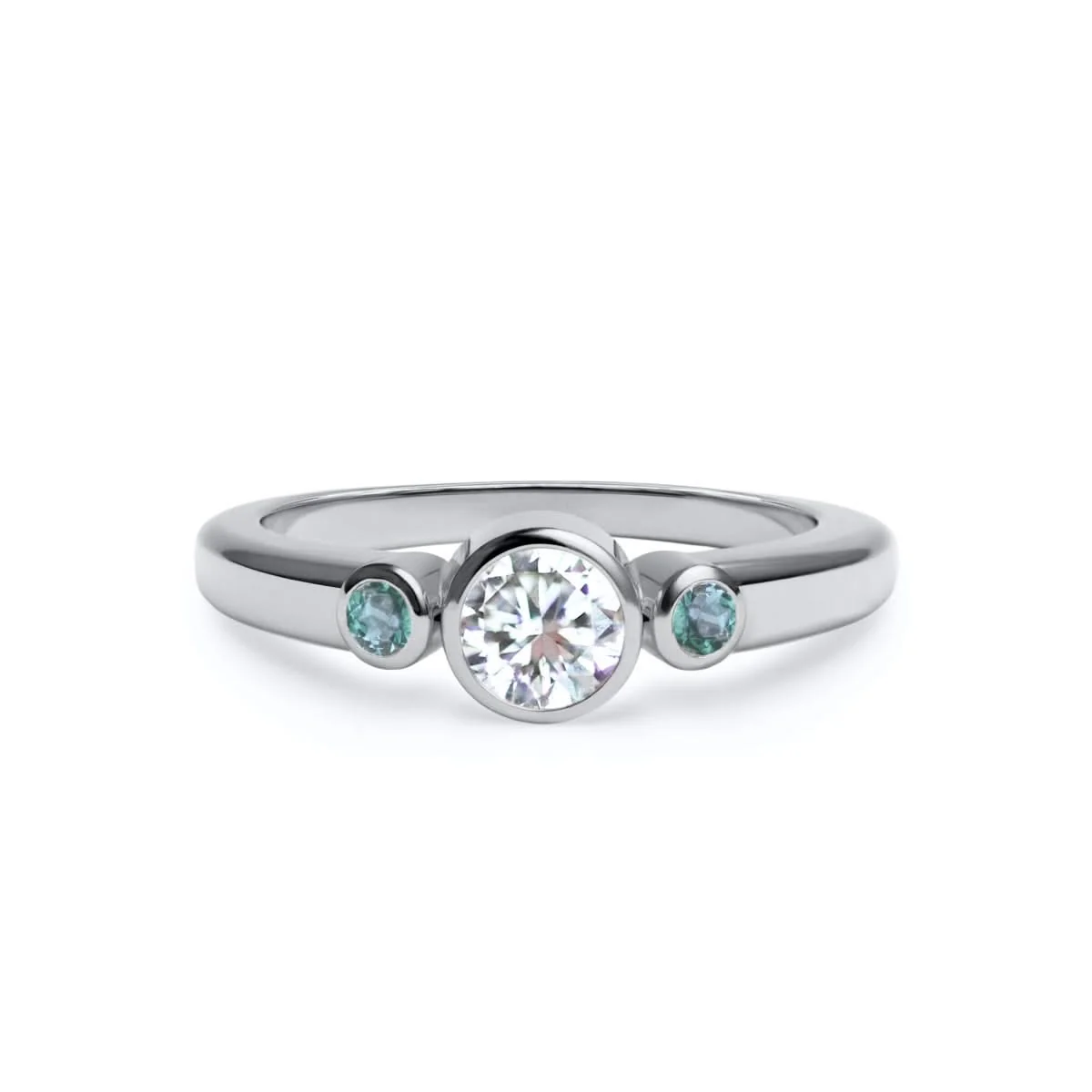 Barrington Diamond Ring with Alexandrite Side Stones in 14k Gold (June) - Image 5