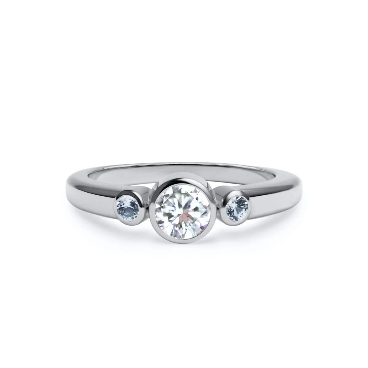 Barrington Diamond Ring with Aquamarine Side Stones in 14k Gold (March) - Image 5