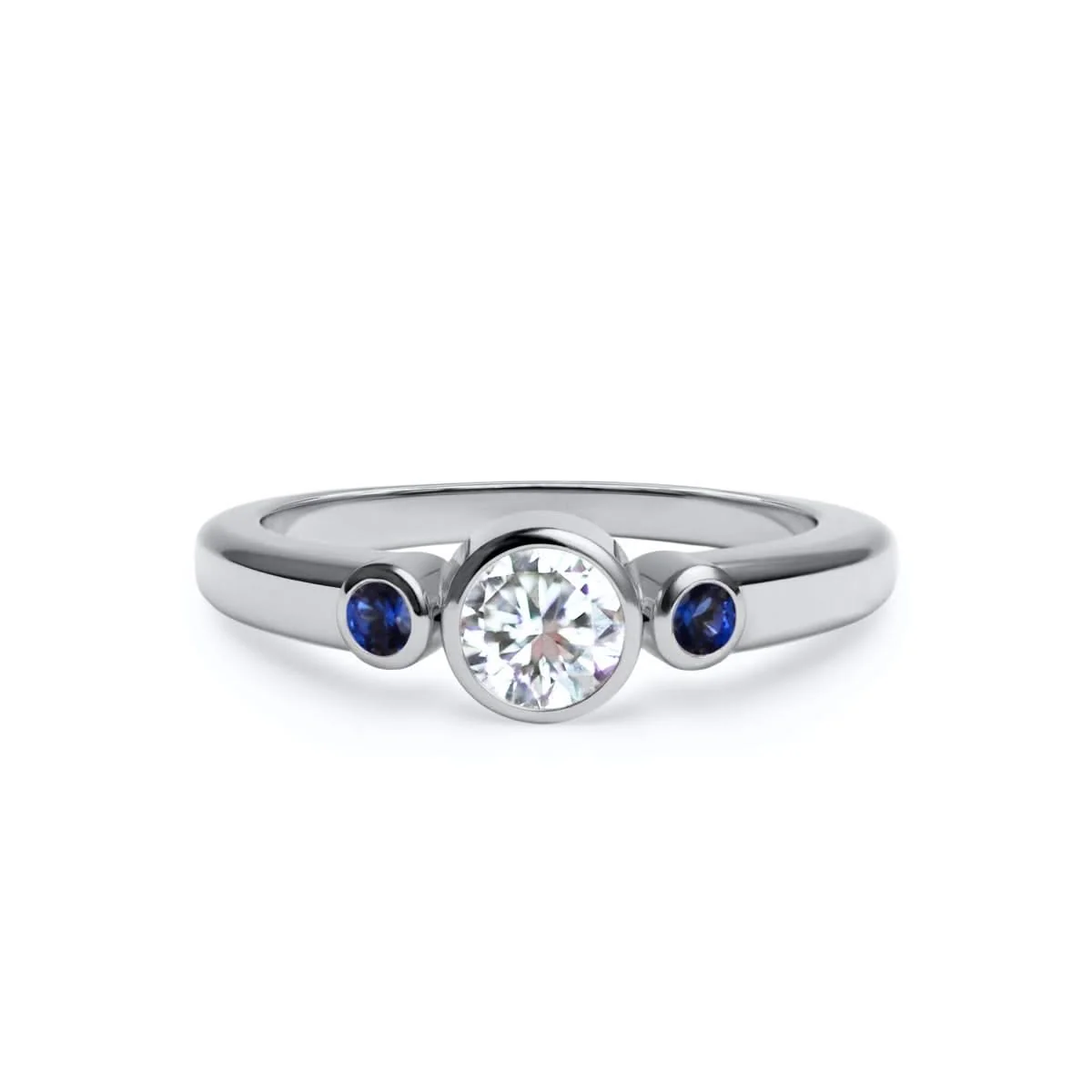 Barrington Diamond Ring with Sapphire Side Stones in 14k Gold (September) - Image 5