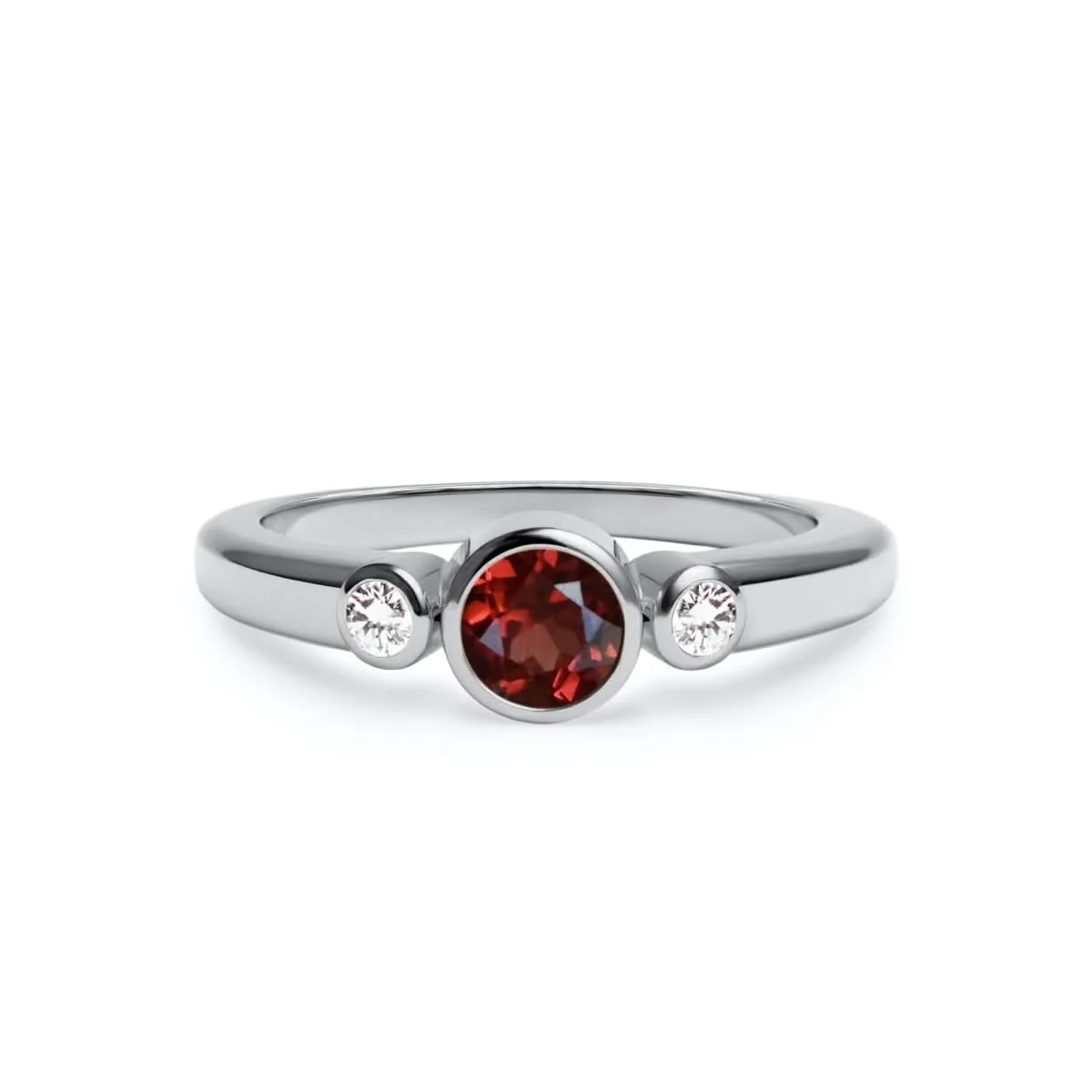 Barrington Garnet Ring with Diamond Side Stones in 14k Gold (January) - Image 5