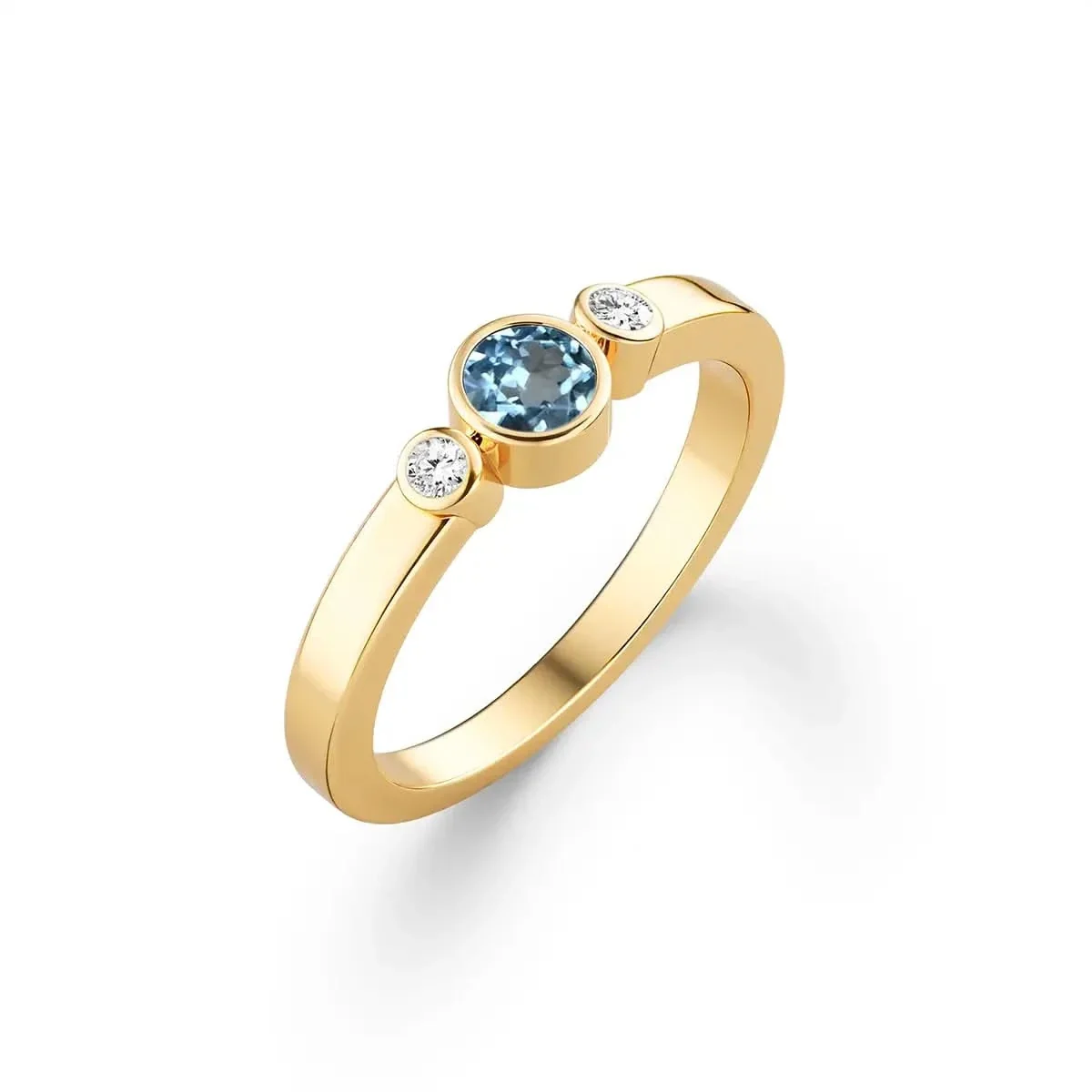 Barrington Nantucket Blue Topaz Ring with Diamond Side Stones in 14k Gold (December) - Image 4