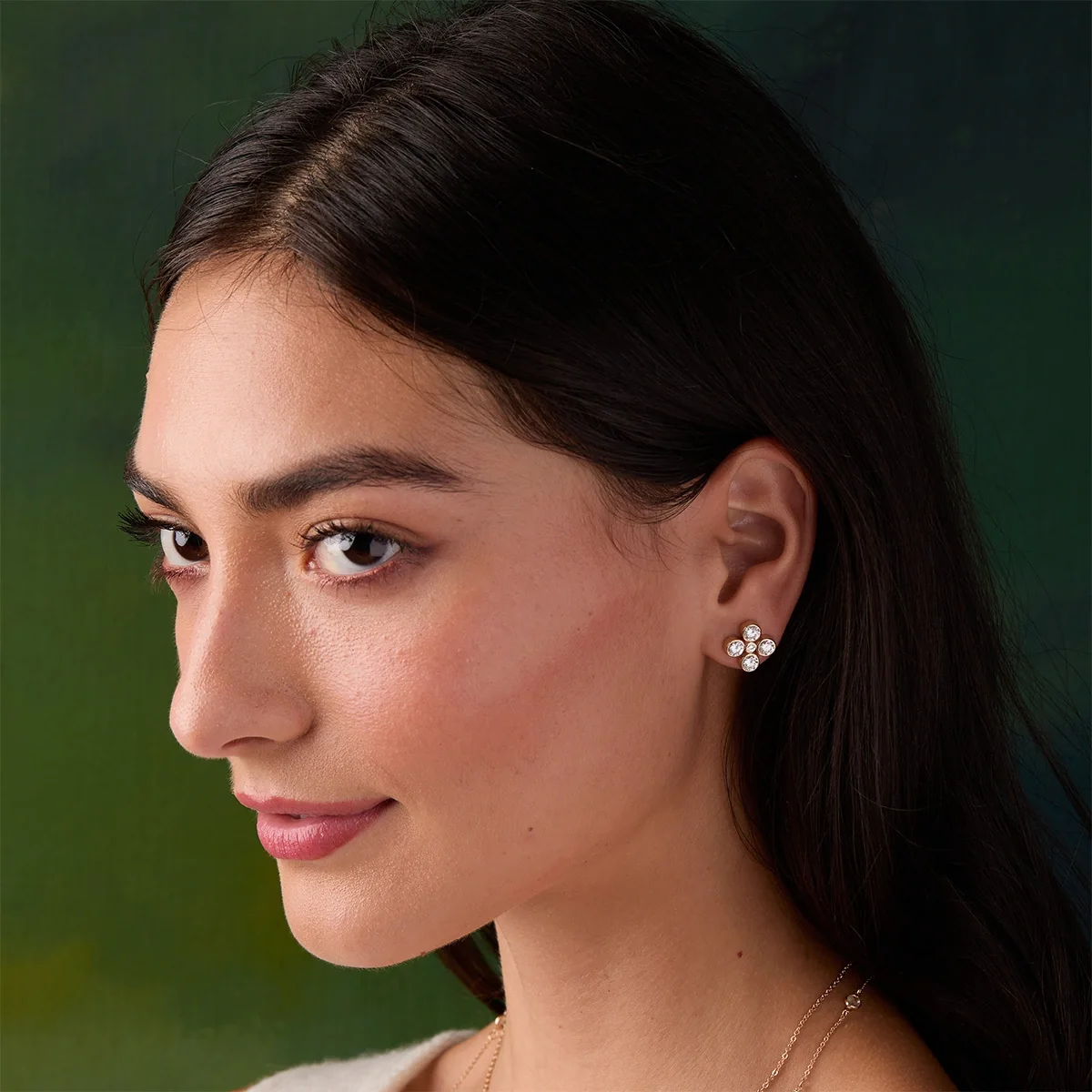 Barrington Quatrefoil Birthstone Earrings in 14k Gold - Image 2