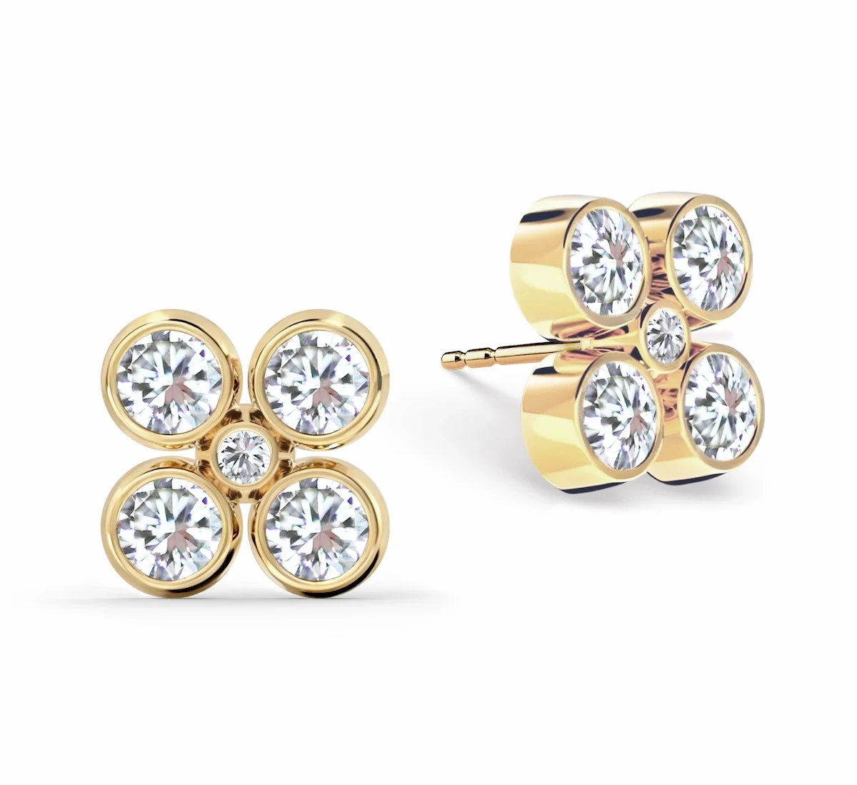 Barrington Quatrefoil Diamond Earrings in 14k Gold (April)
