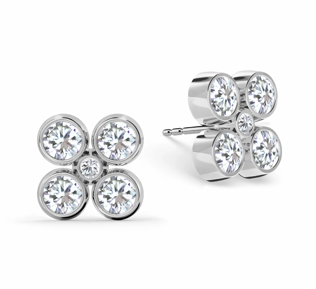 Barrington Quatrefoil Diamond Earrings in 14k Gold (April) - Image 5