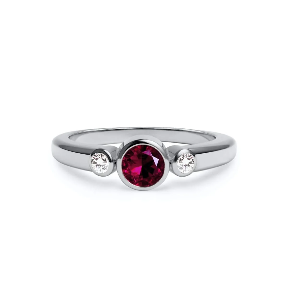 Barrington Ruby Ring with Diamond Side Stones in 14k Gold (July) - Image 5