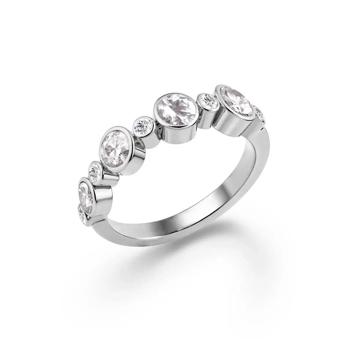 Barrington White Topaz Band Ring with Diamonds in 14k Gold (April) - Image 7