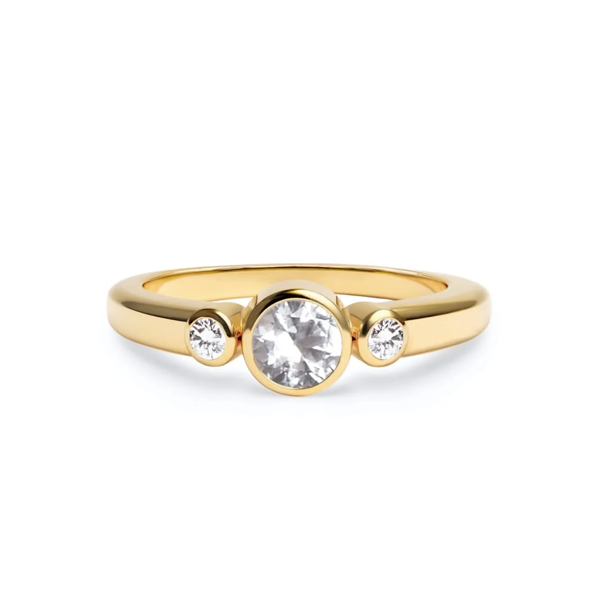 Barrington White Topaz Ring with Diamond Side Stones in 14k Gold (April)