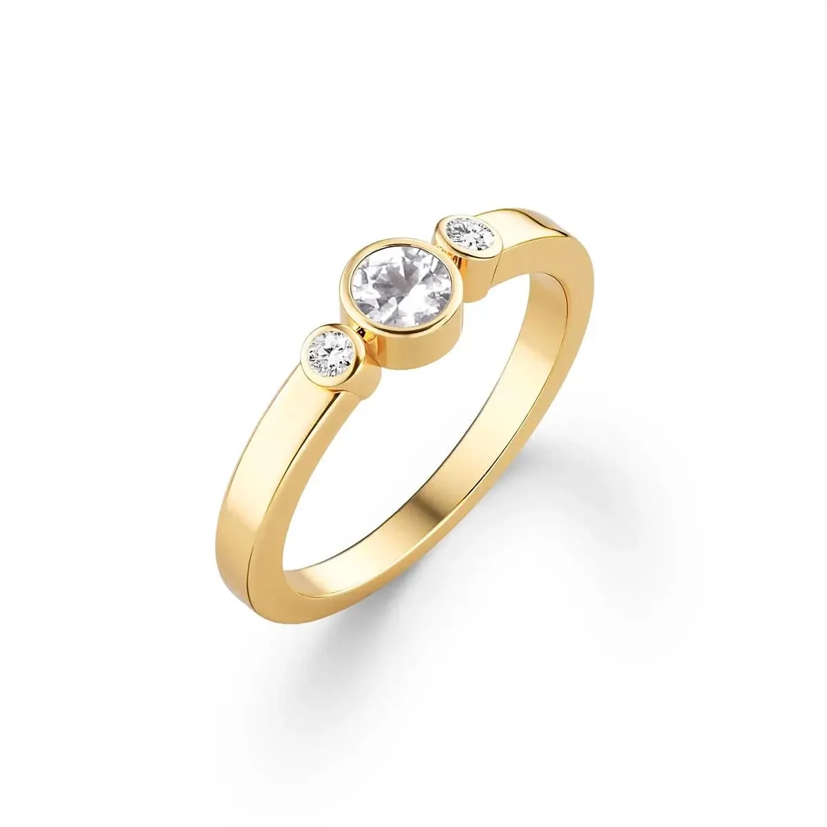 Barrington White Topaz Ring with Diamond Side Stones in 14k Gold (April) - Image 4