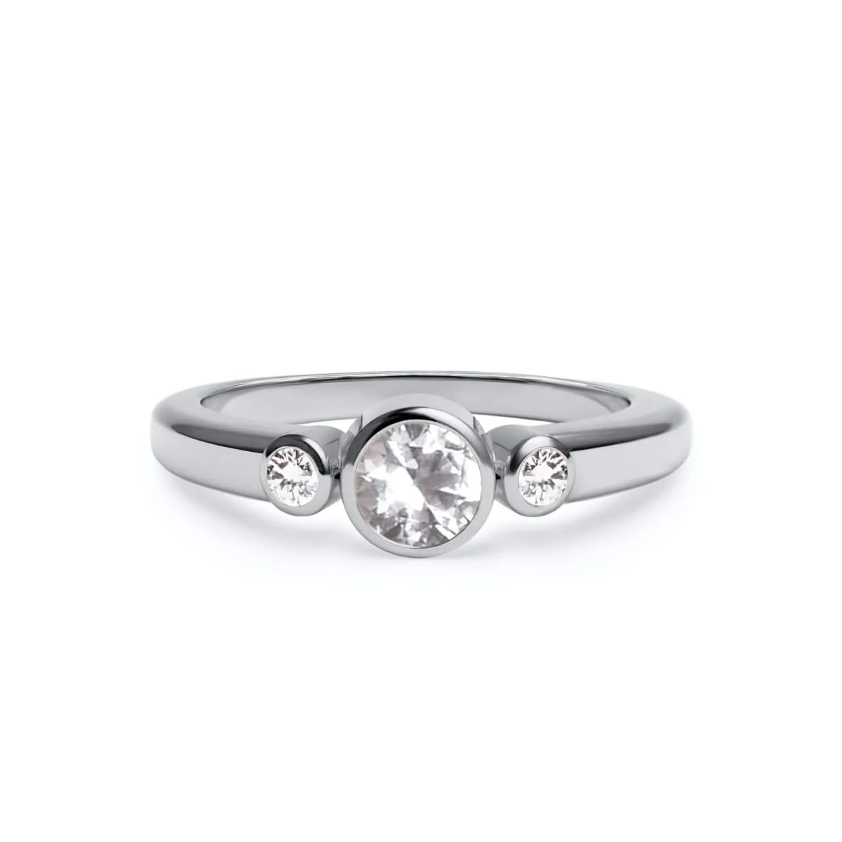 Barrington White Topaz Ring with Diamond Side Stones in 14k Gold (April) - Image 5