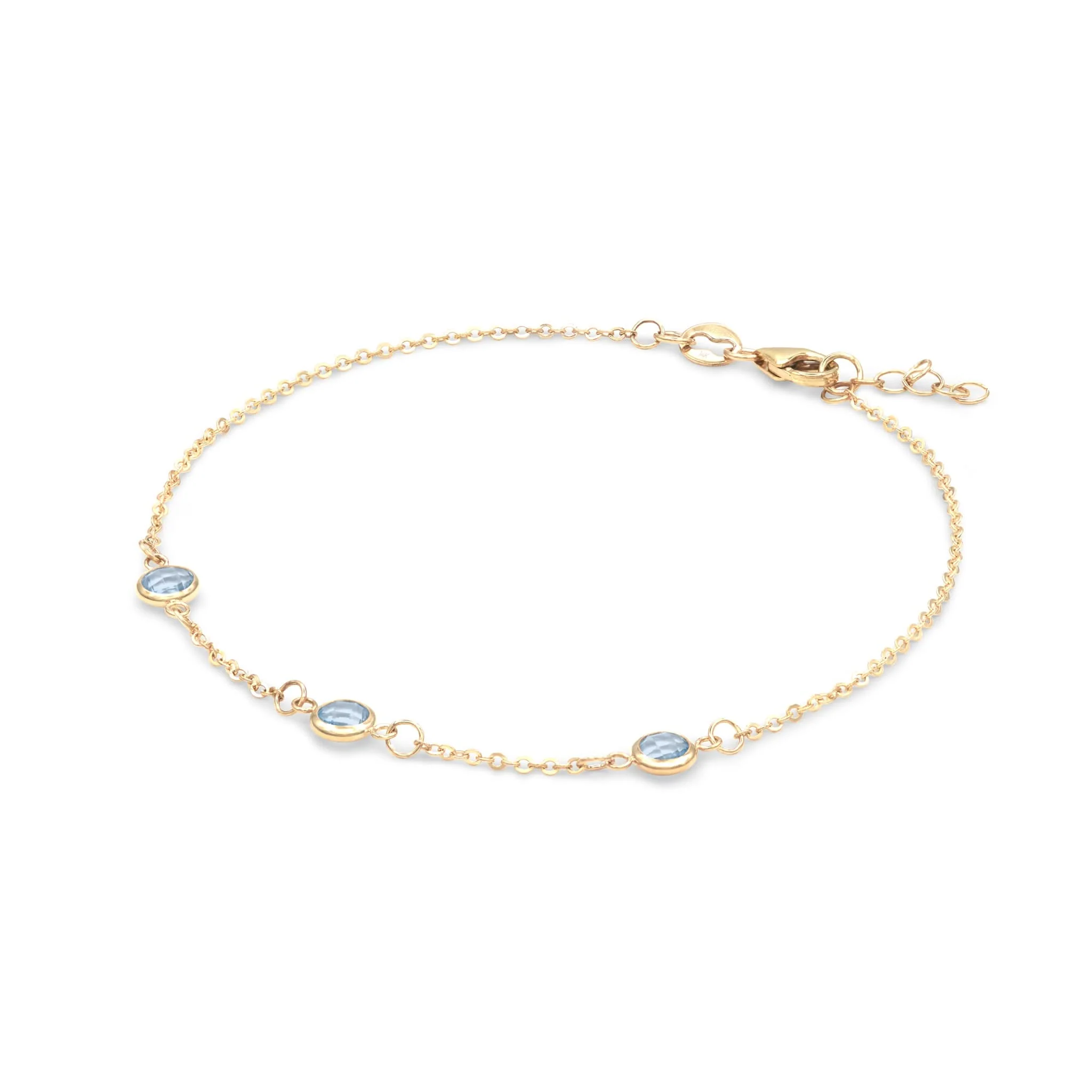 Bayberry 3 Aquamarine Bracelet in 14k Gold (March) - Image 4