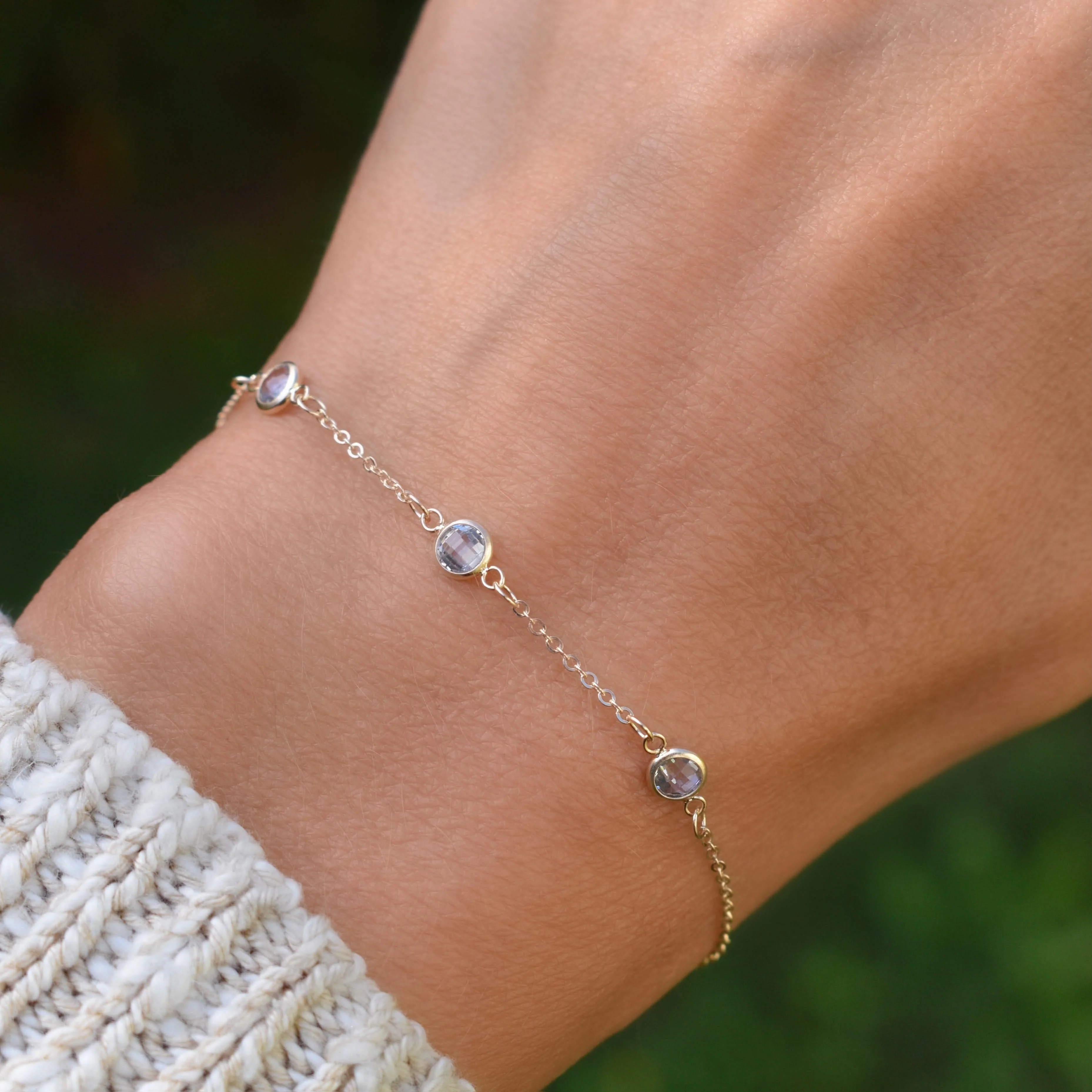 Bayberry 3 Aquamarine Bracelet in 14k Gold (March) - Image 9