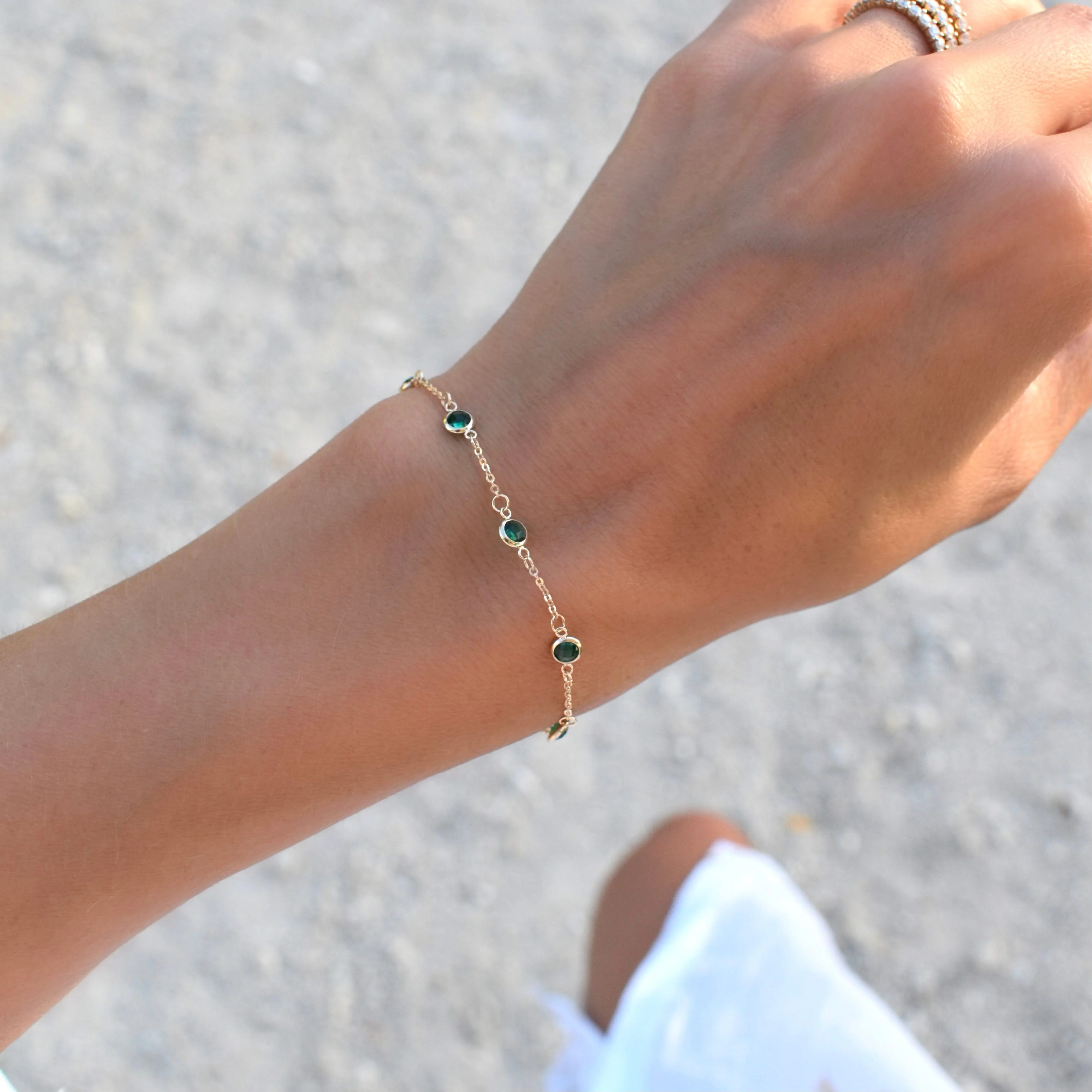 Bayberry 7 Emerald Bracelet in 14k Gold (May) - Image 2