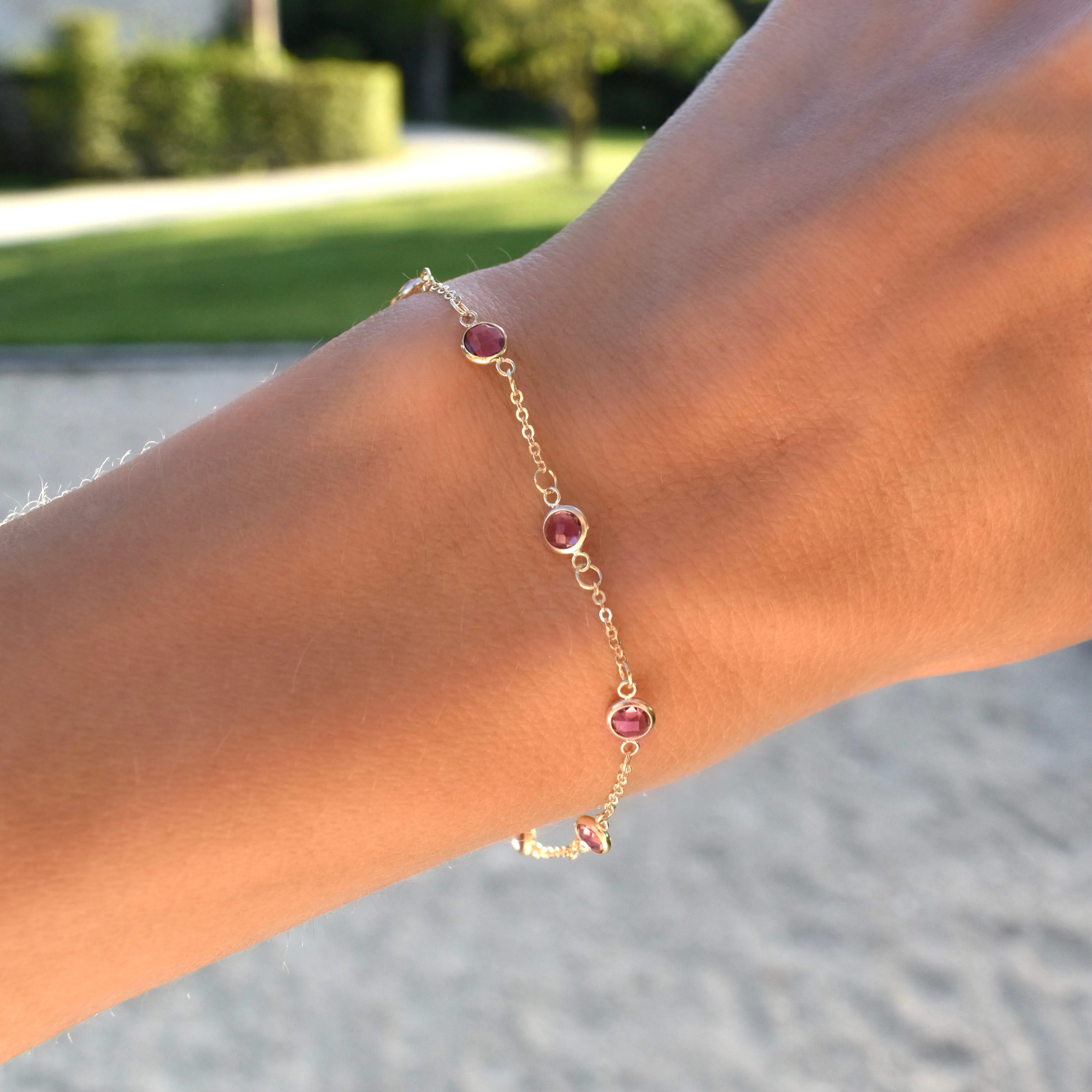 Bayberry 7 Pink Sapphire Bracelet in 14k Gold (October) - Image 3