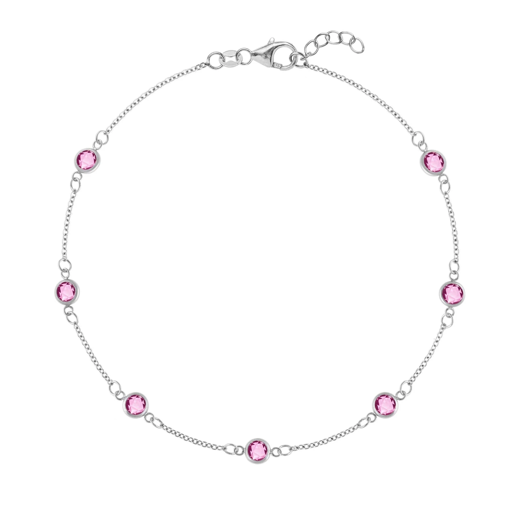 Bayberry 7 Pink Sapphire Bracelet in 14k Gold (October) - Image 7