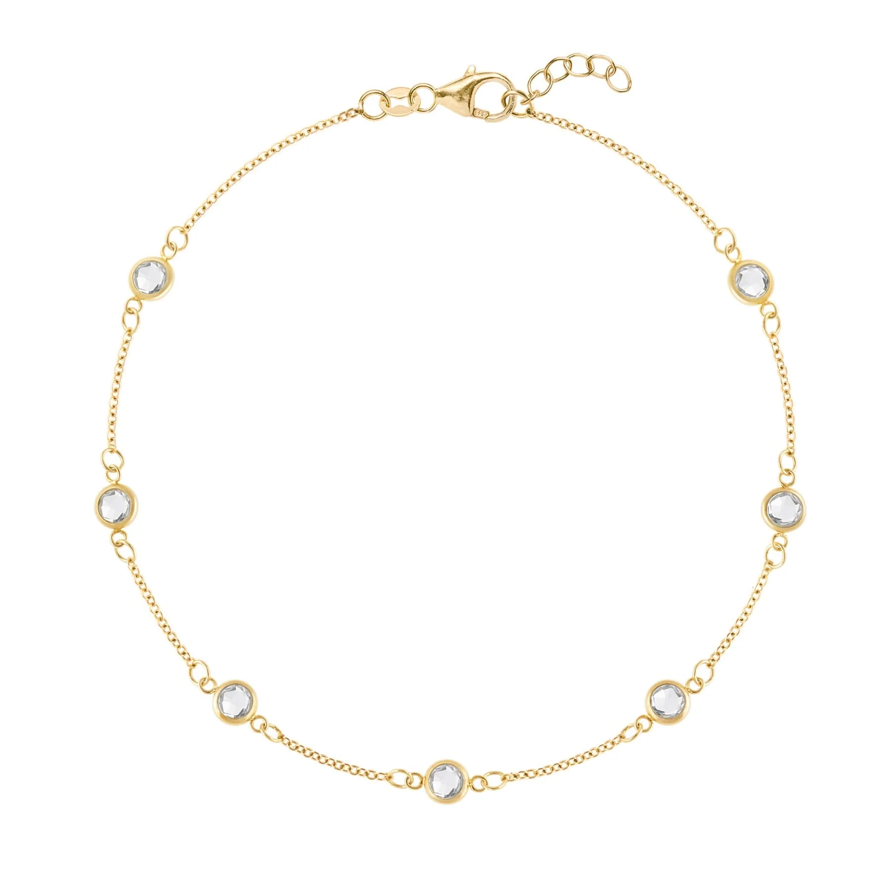 Bayberry 7 White Topaz Bracelet in 14k Gold (April)