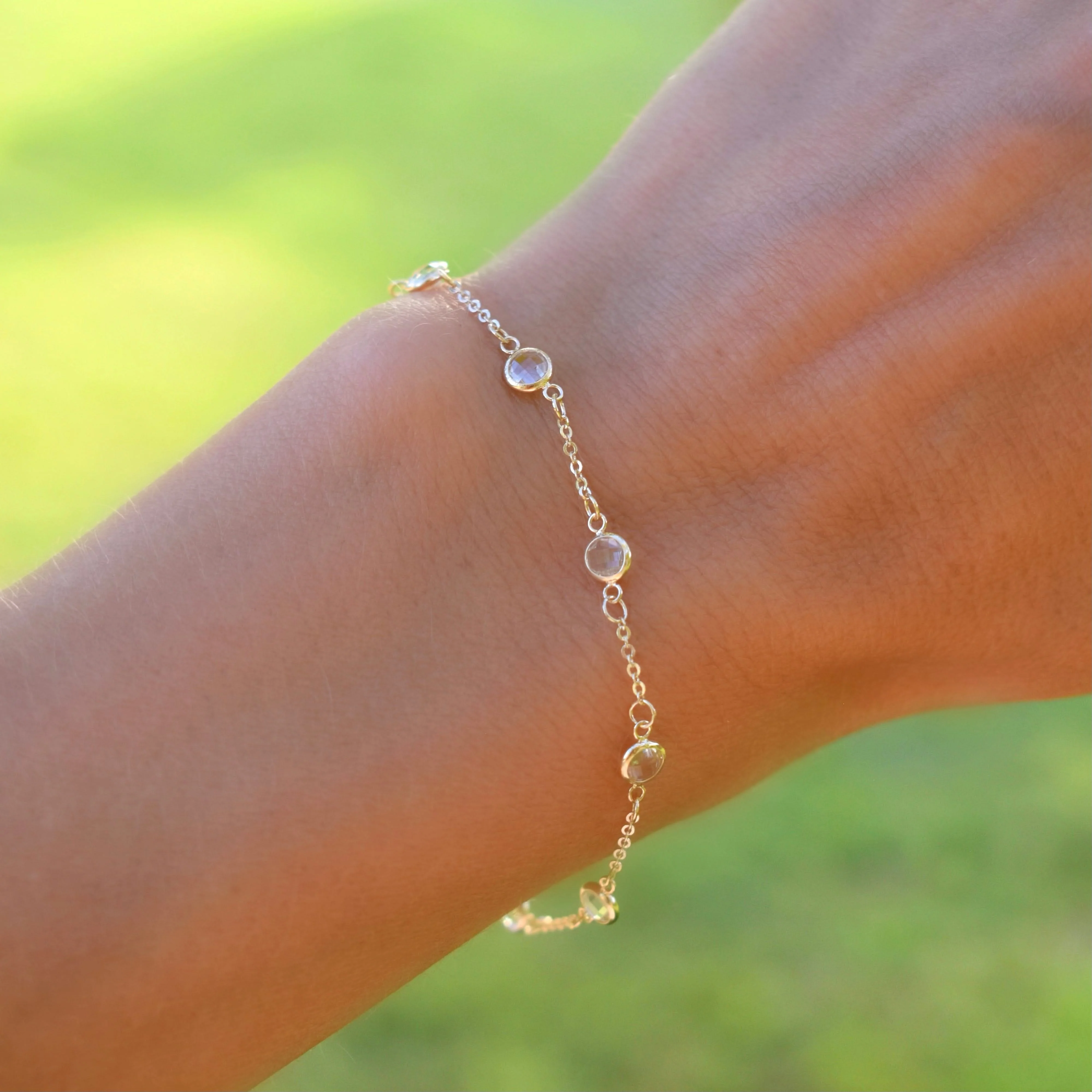 Bayberry 7 White Topaz Bracelet in 14k Gold (April) - Image 3