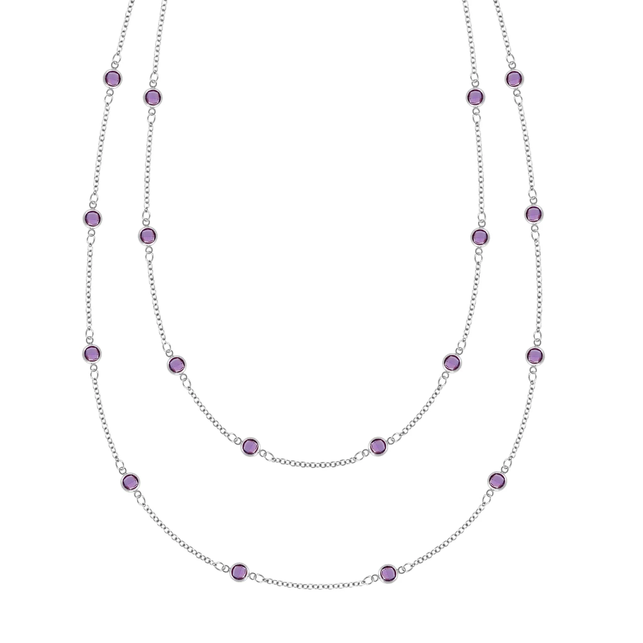 Bayberry Amethyst Long Necklace in 14k Gold (February) - Image 7