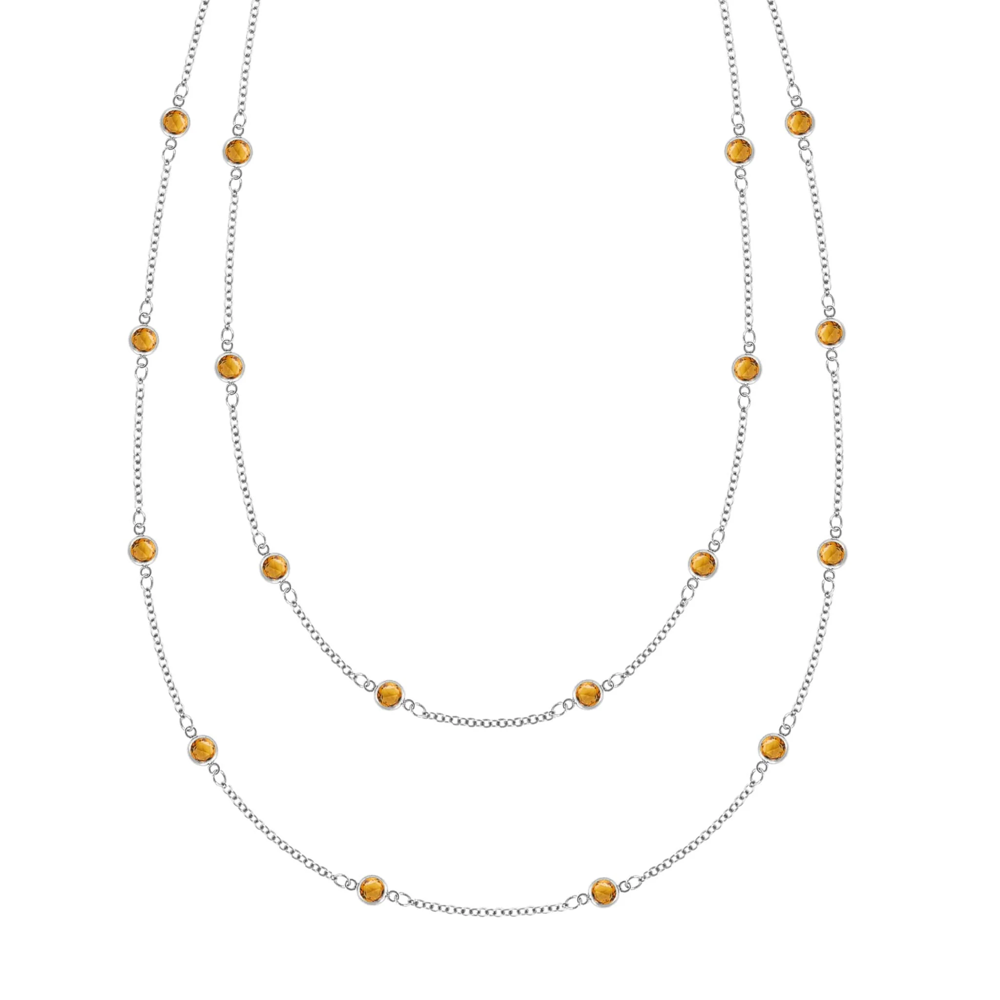 Bayberry Citrine Long Necklace in 14k Gold (November) - Image 7
