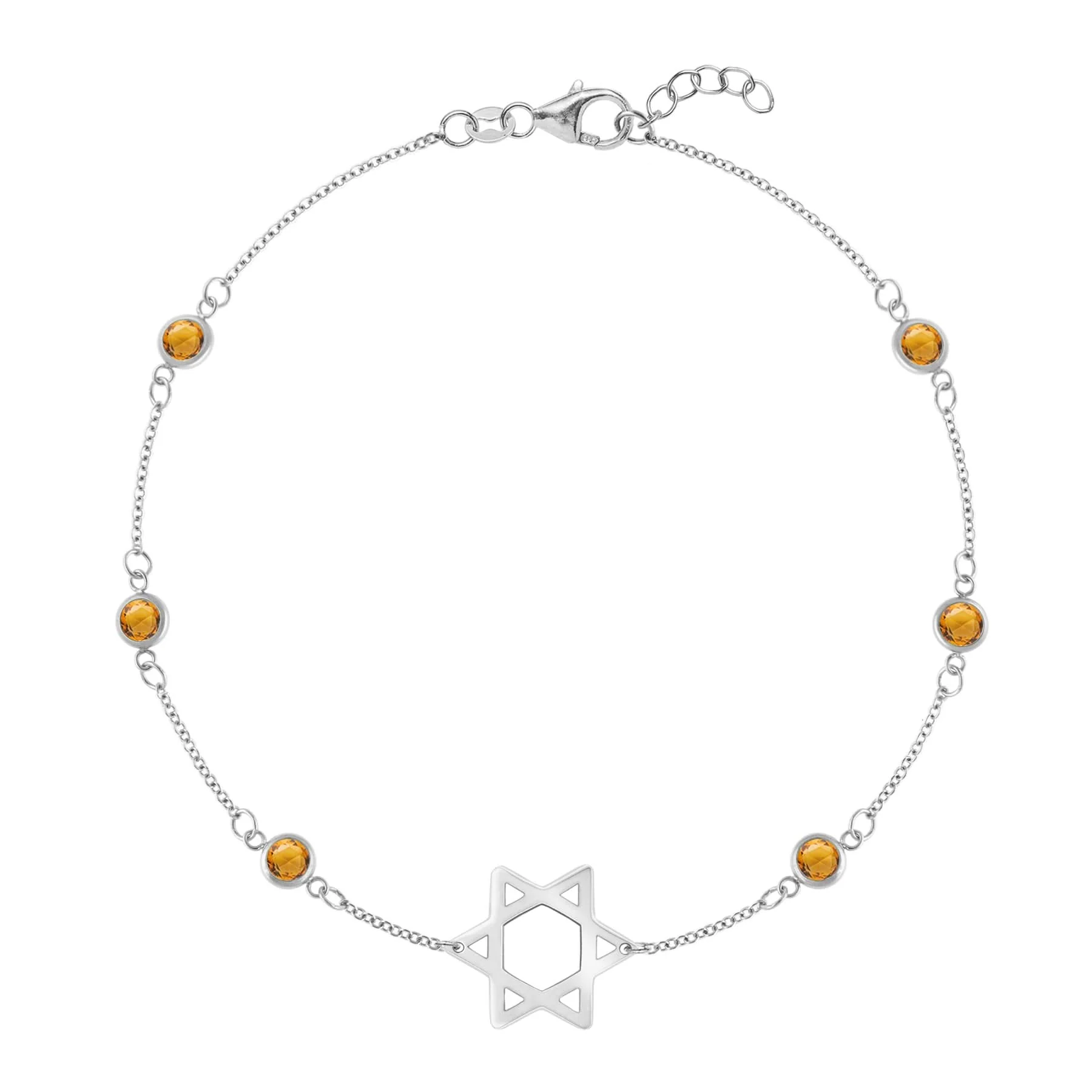 Bayberry Citrine Star of David Bracelet in 14k Gold (November) - Image 5