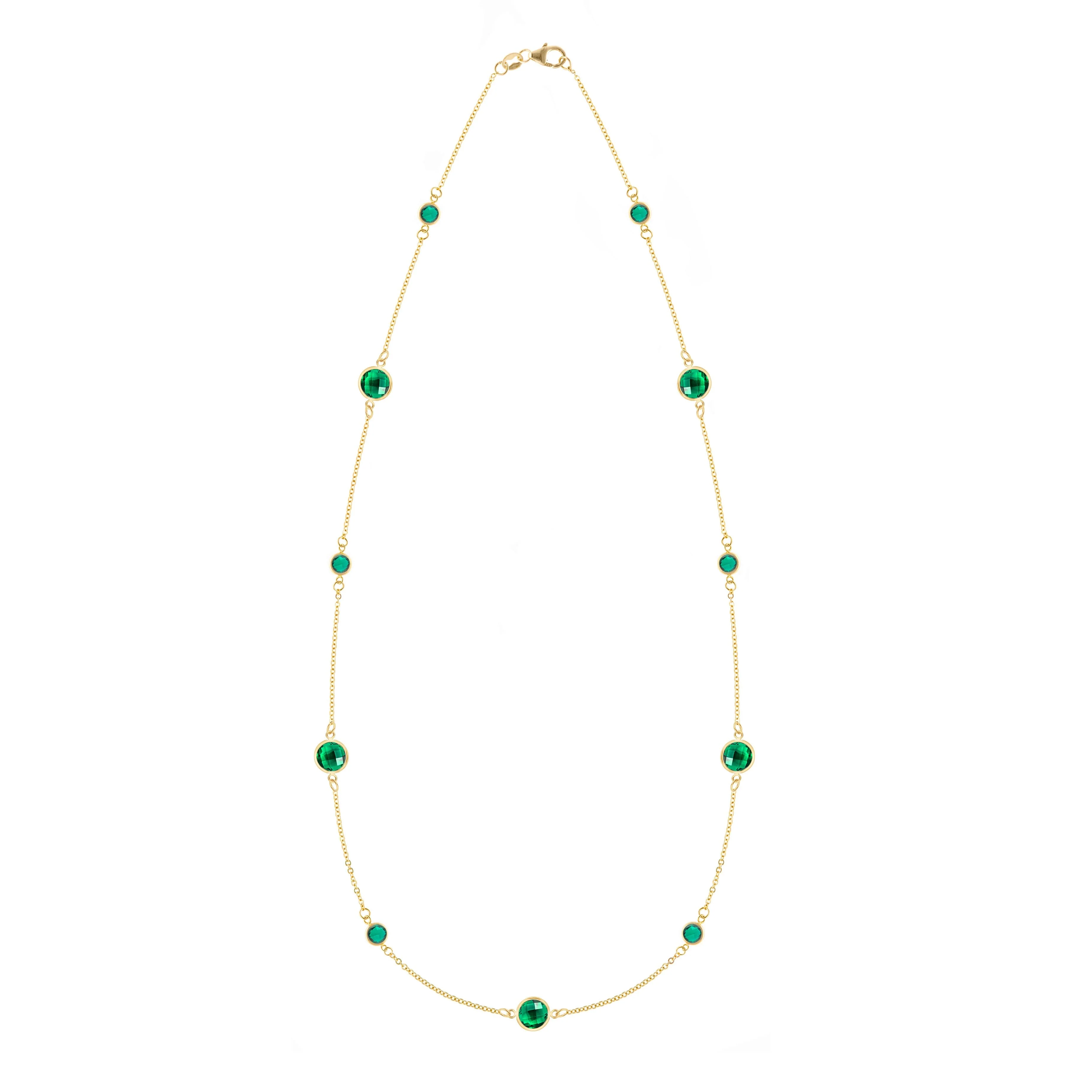 Bayberry Grand & Petite 11 Emerald Necklace in 14k Gold (May)