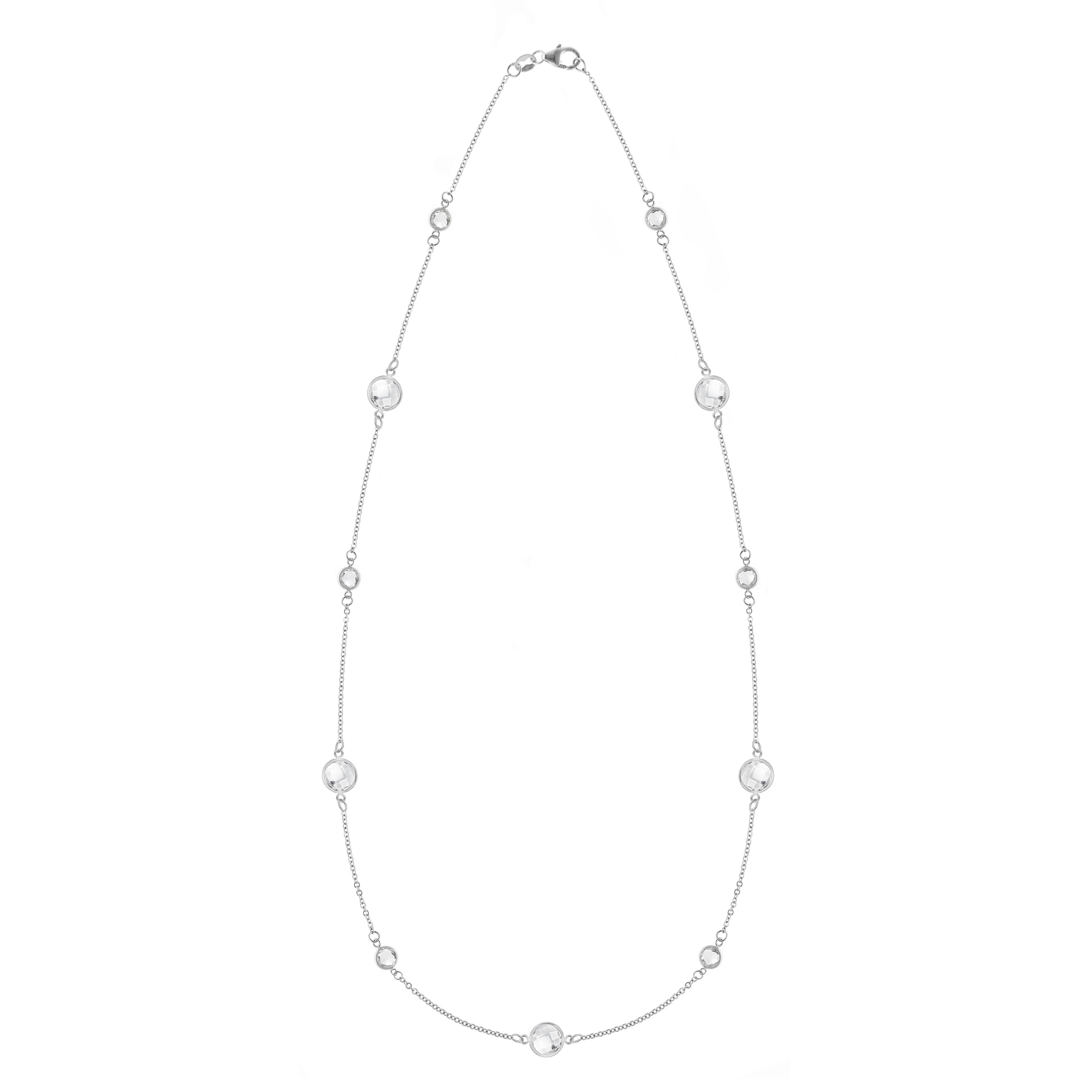 Bayberry Grand & Petite 11 White Topaz Necklace in 14k Gold (April) - Image 5